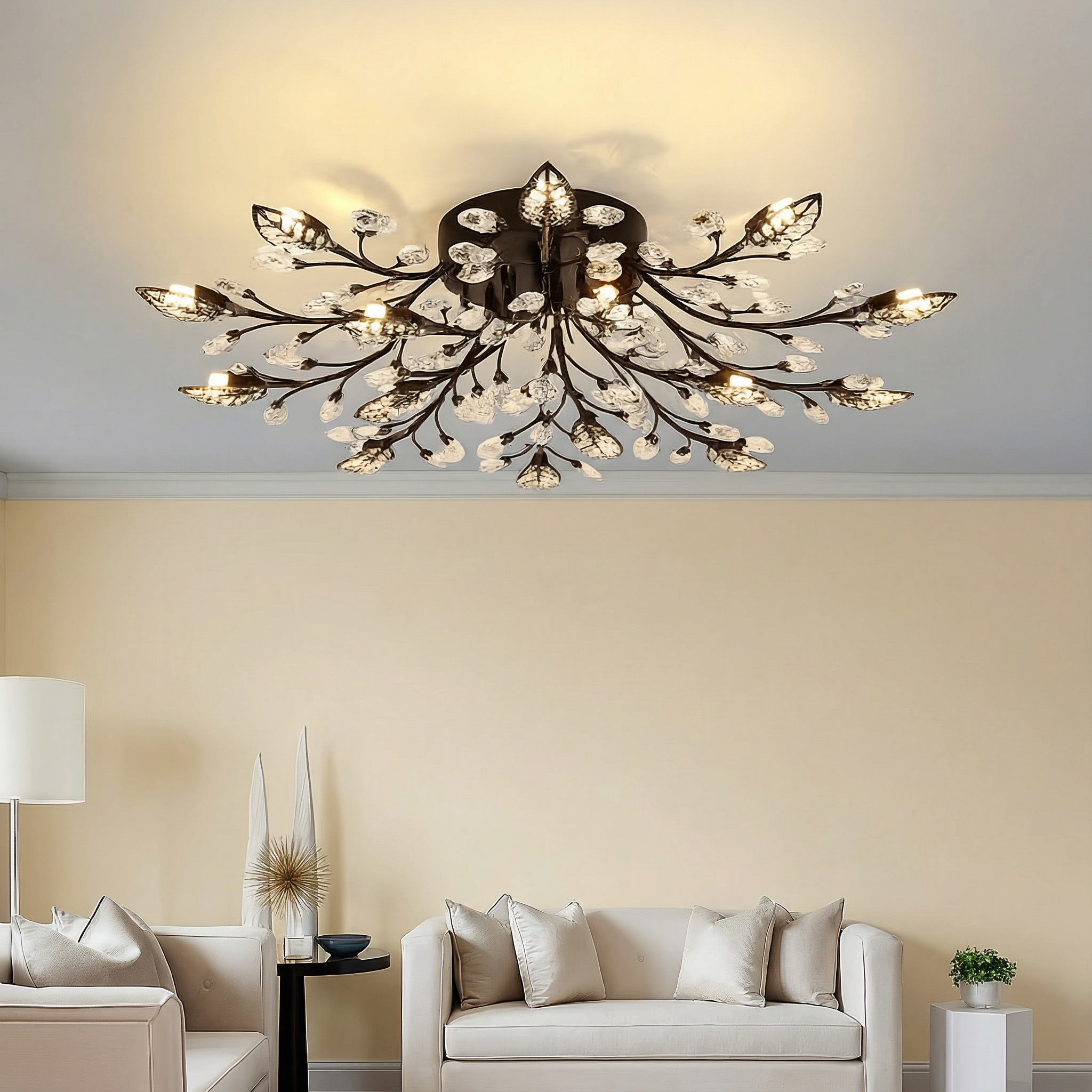 Luminara | Elegant Crystal Flush Mount Ceiling Light Fixture