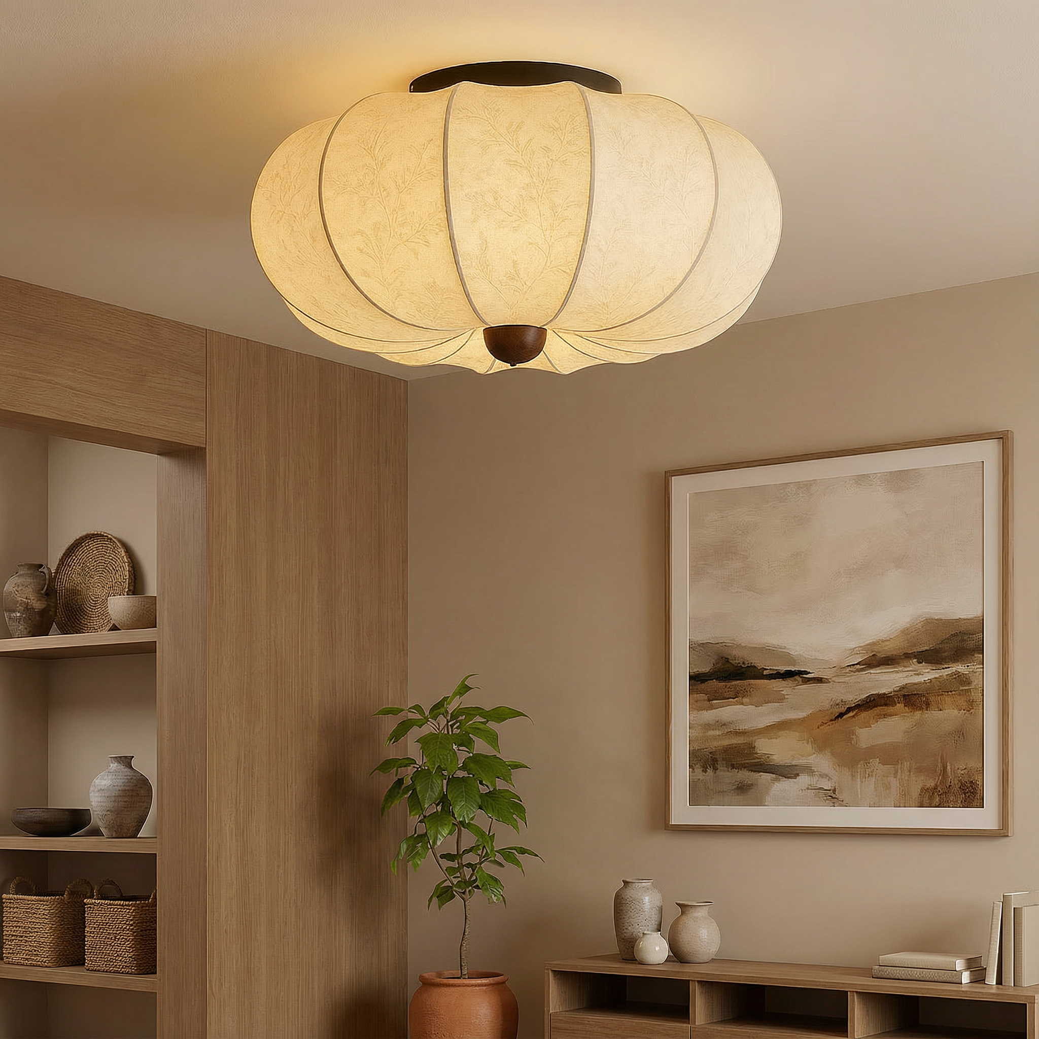 SilkAura | Elegant Modern Flush Mount Ceiling Light Fixture