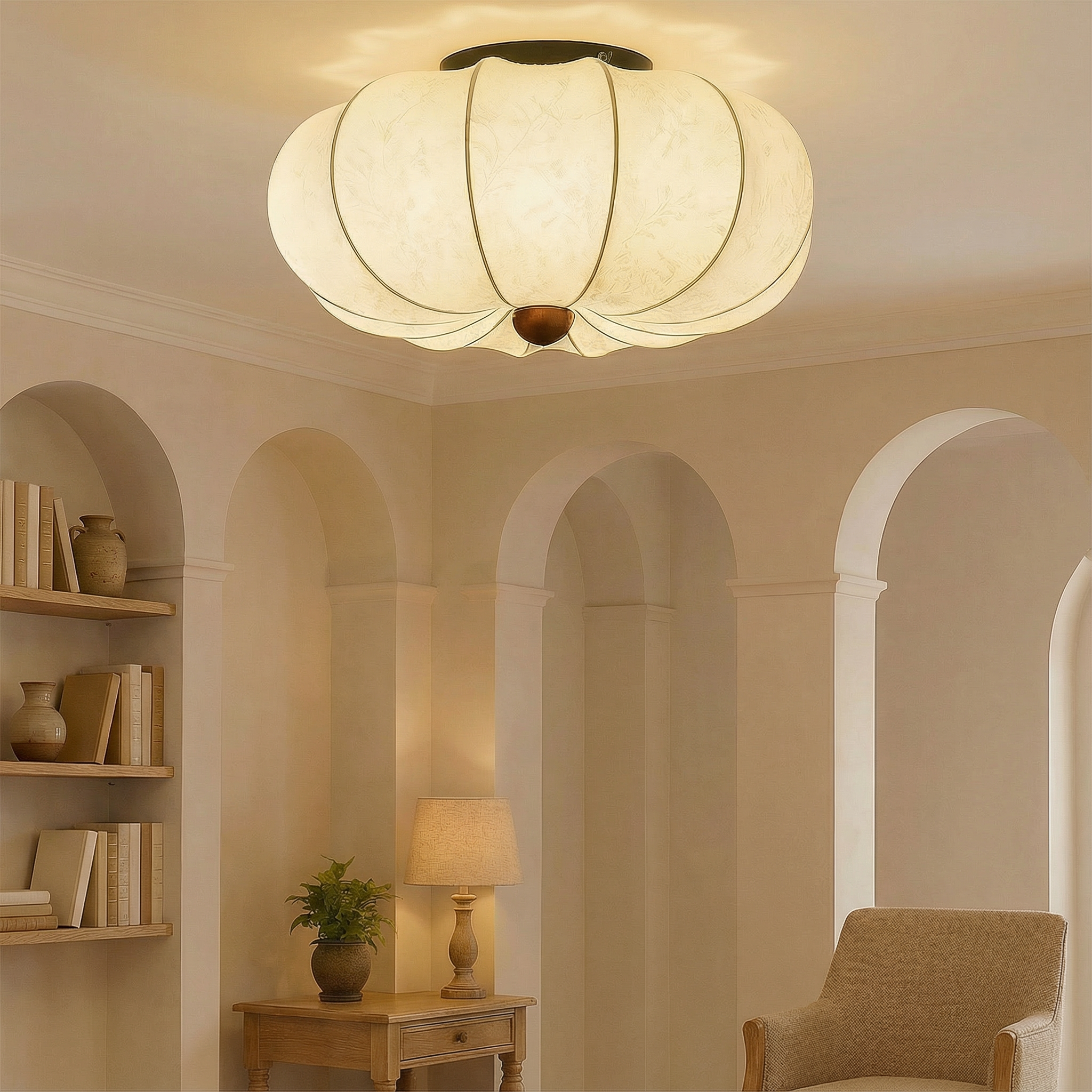 SilkAura | Elegant Modern Flush Mount Ceiling Light Fixture