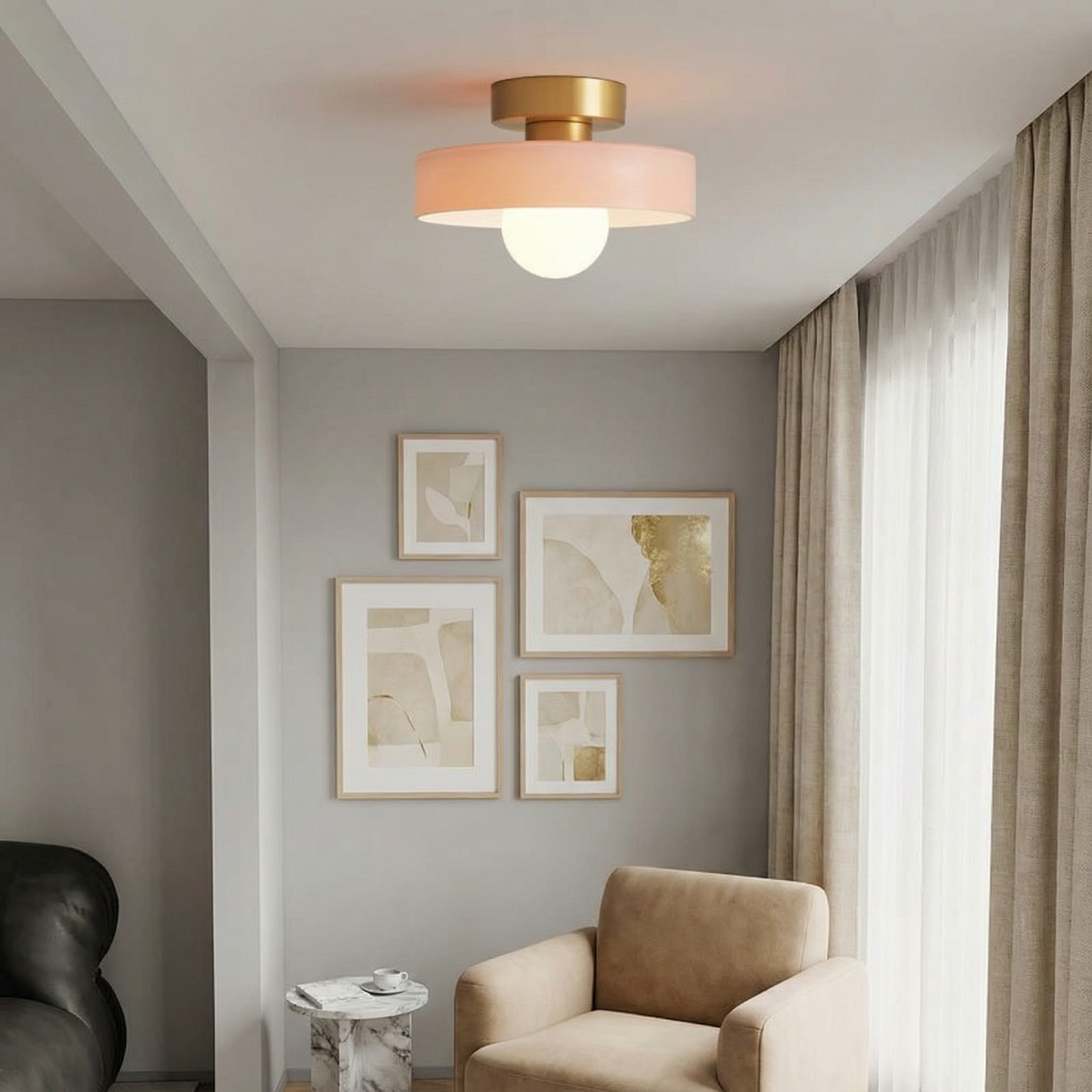 LumiereBauhaus | Elegant Geometric Flush Mount Ceiling Light Fixture