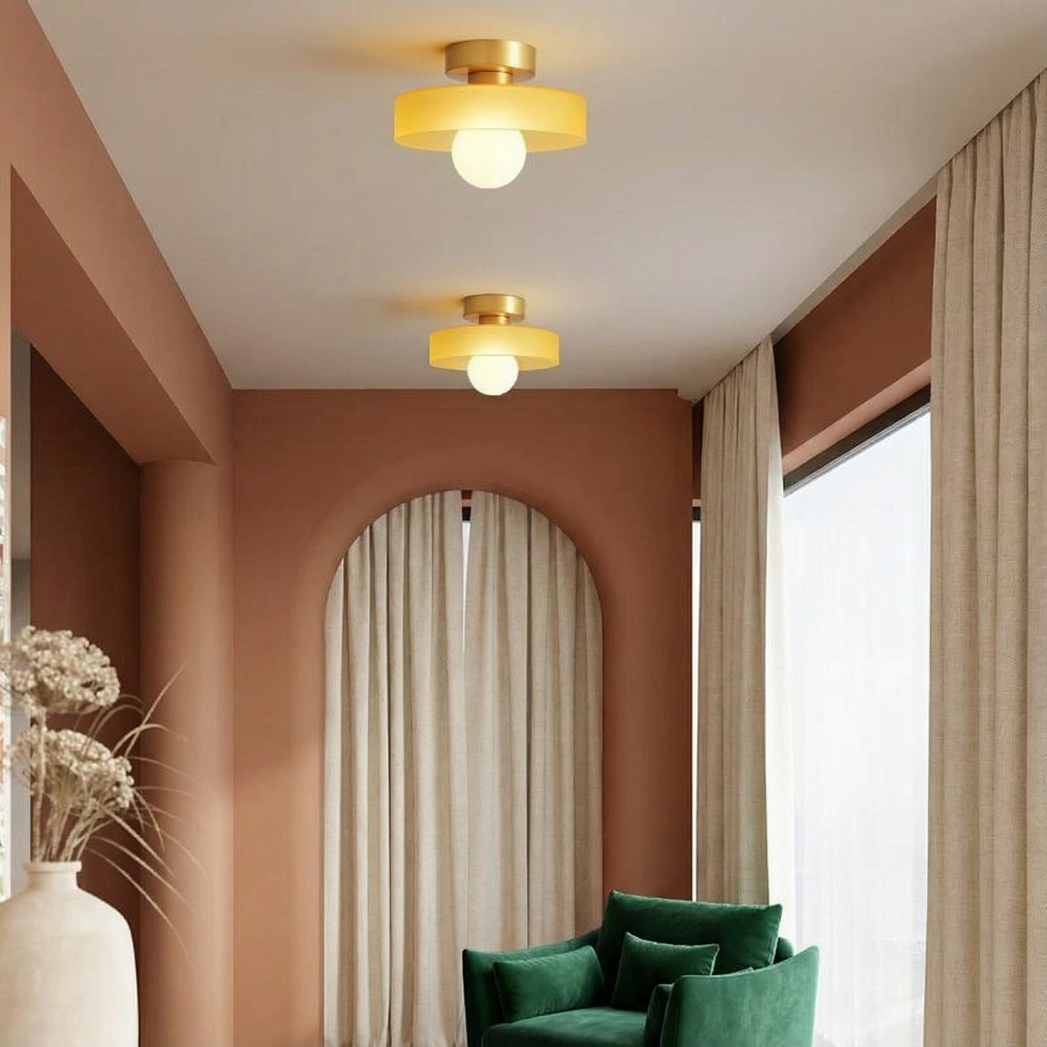 LumiereBauhaus | Elegant Geometric Flush Mount Ceiling Light Fixture