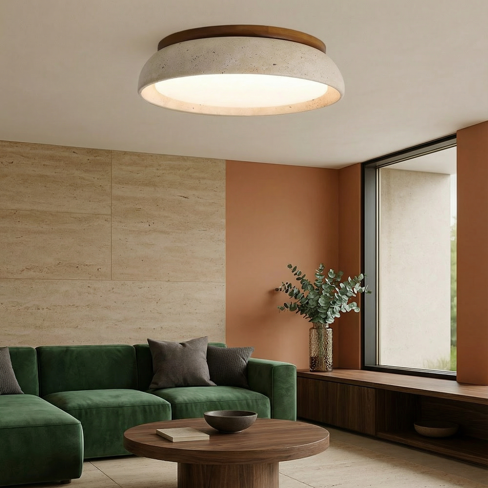 TravertineGlow | Elegant Modern LED Flush Mount Ceiling Light Fixture
