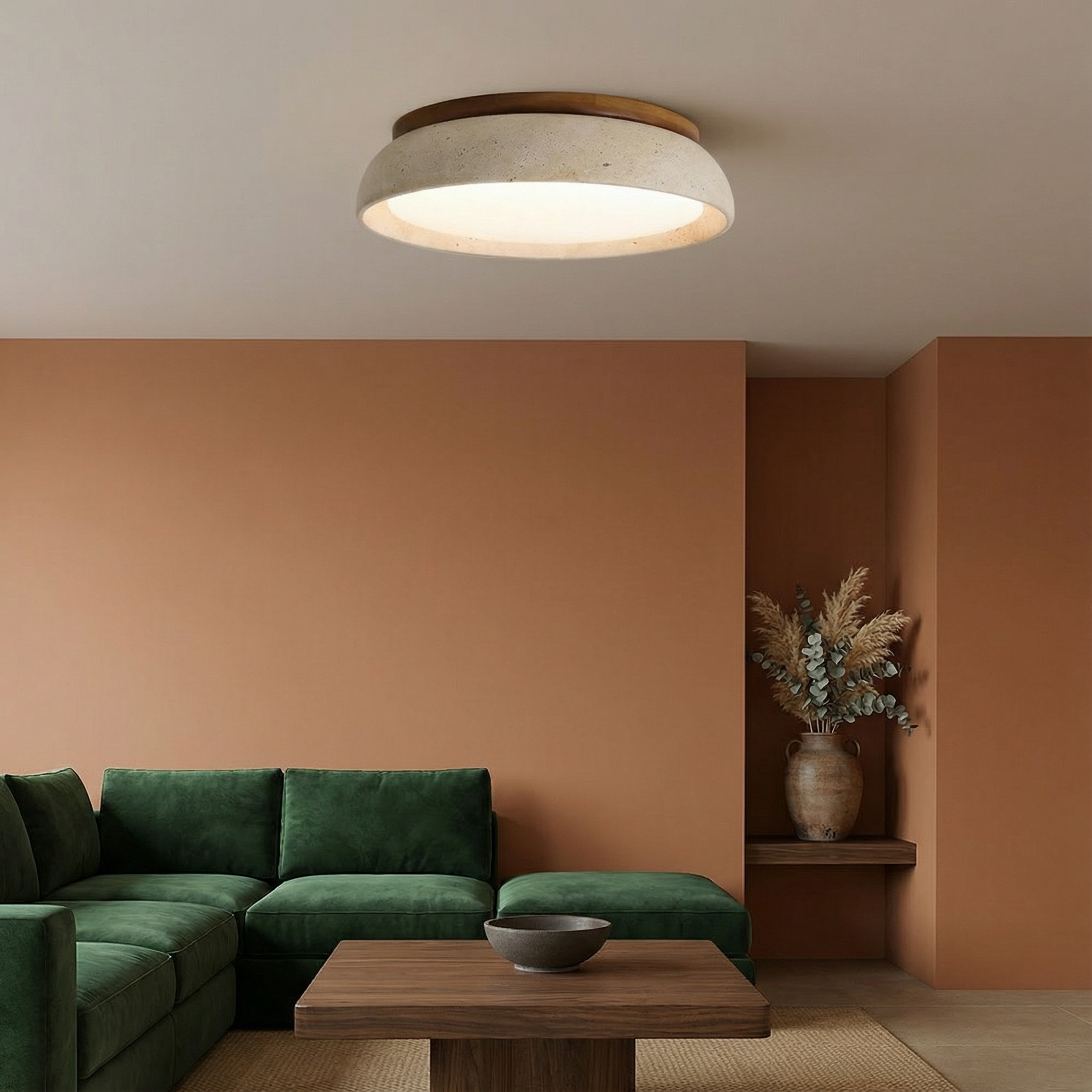 TravertineGlow | Elegant Modern LED Flush Mount Ceiling Light Fixture