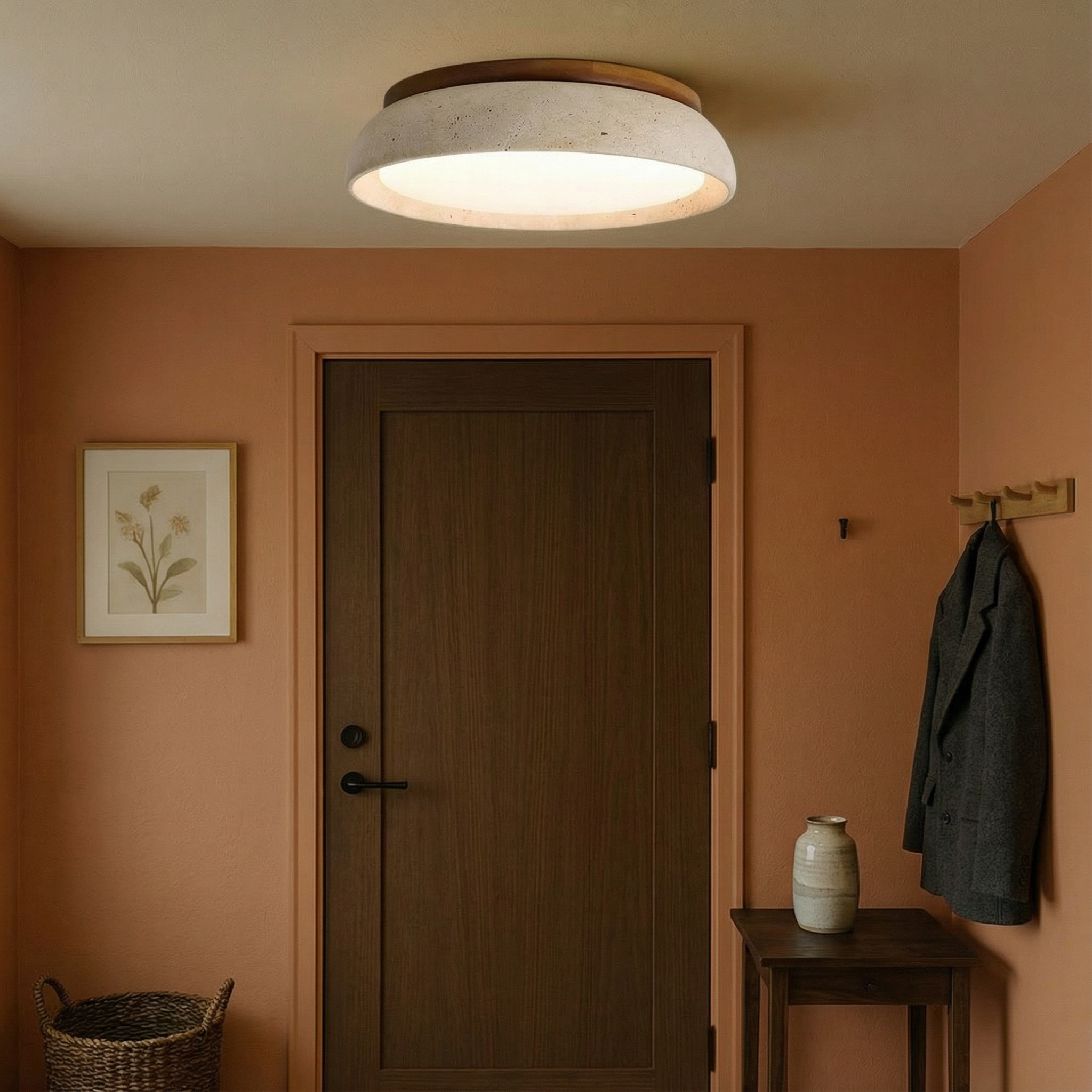 TravertineGlow | Elegant Modern LED Flush Mount Ceiling Light Fixture