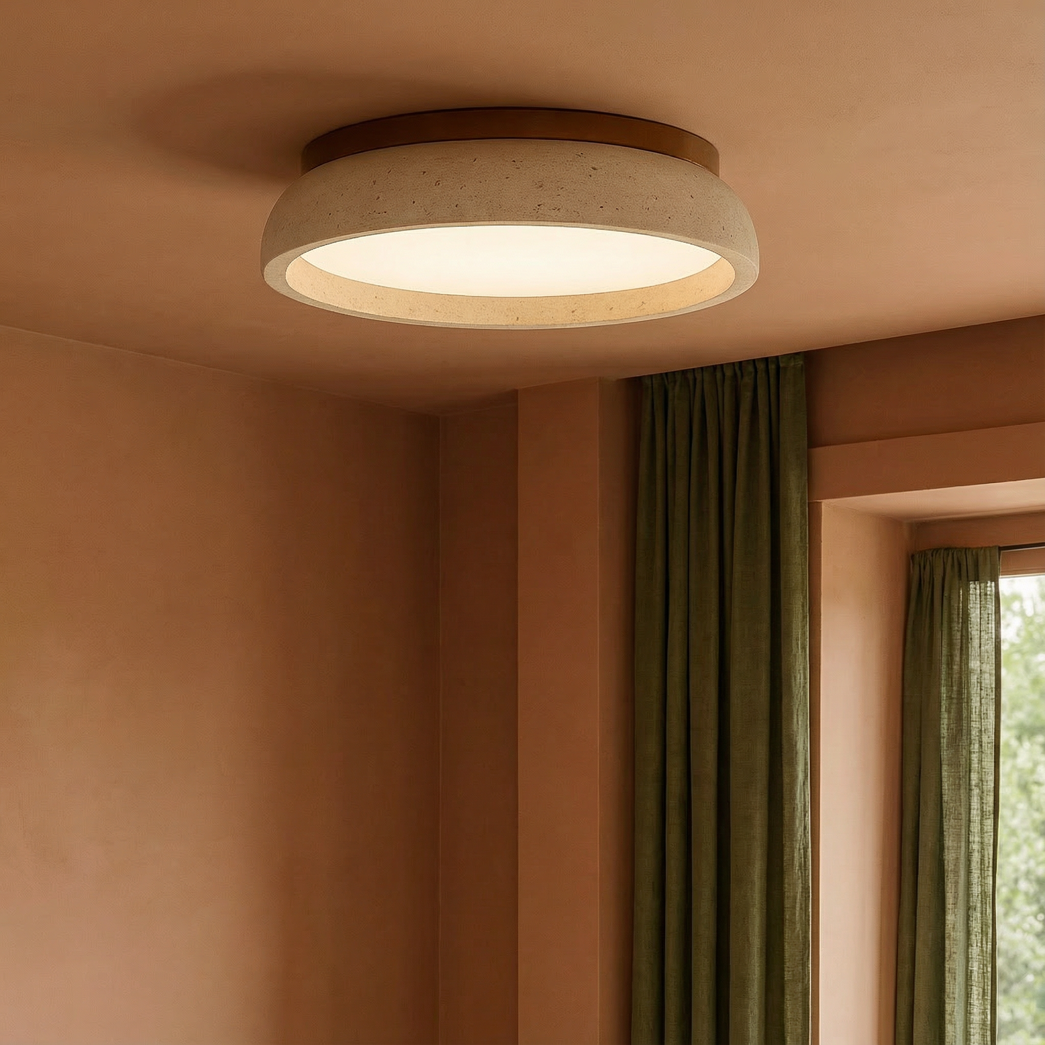 TravertineGlow | Elegant Modern LED Flush Mount Ceiling Light Fixture