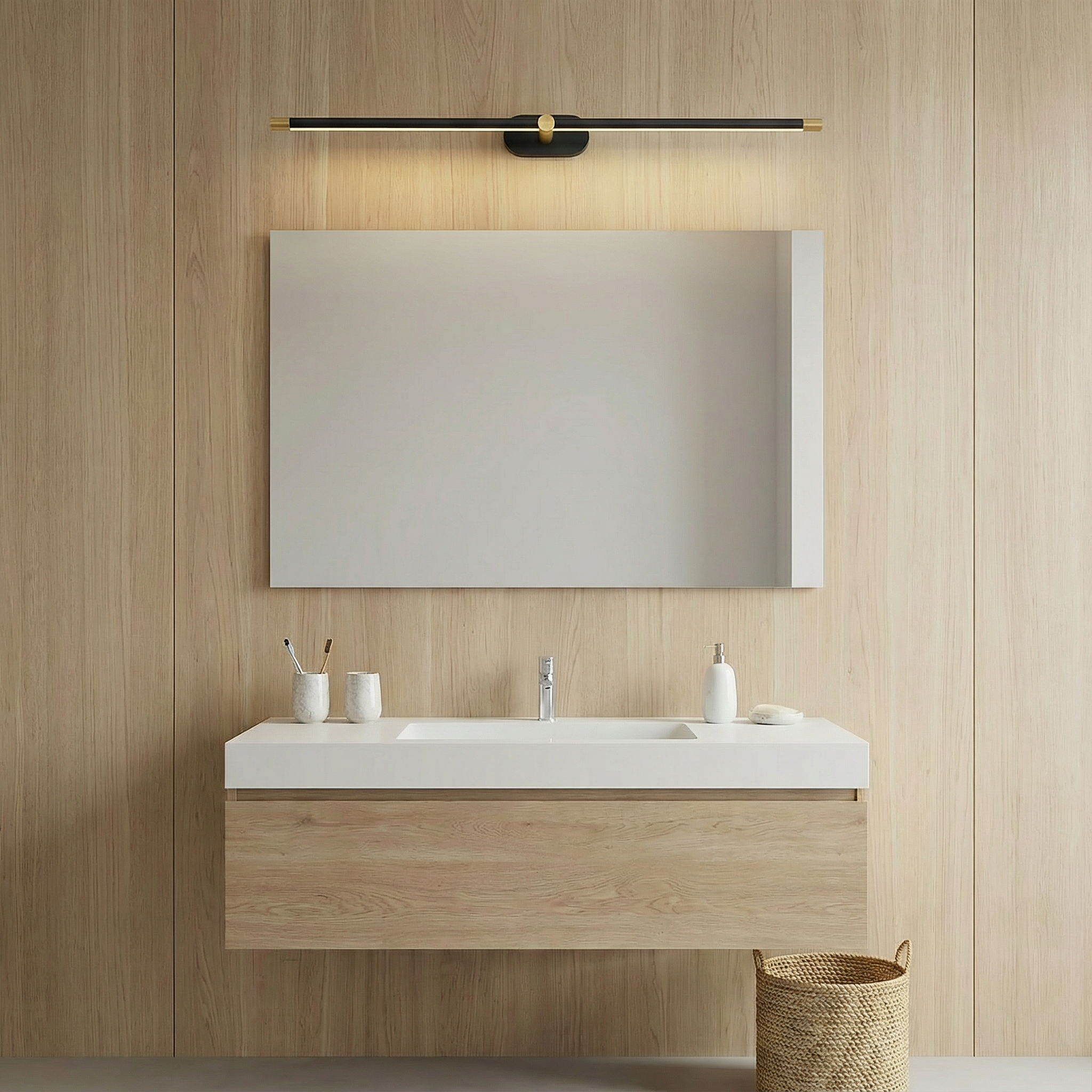 Luminara | Sleek Modern Iron Bathroom Wall Light for Bright Illumination