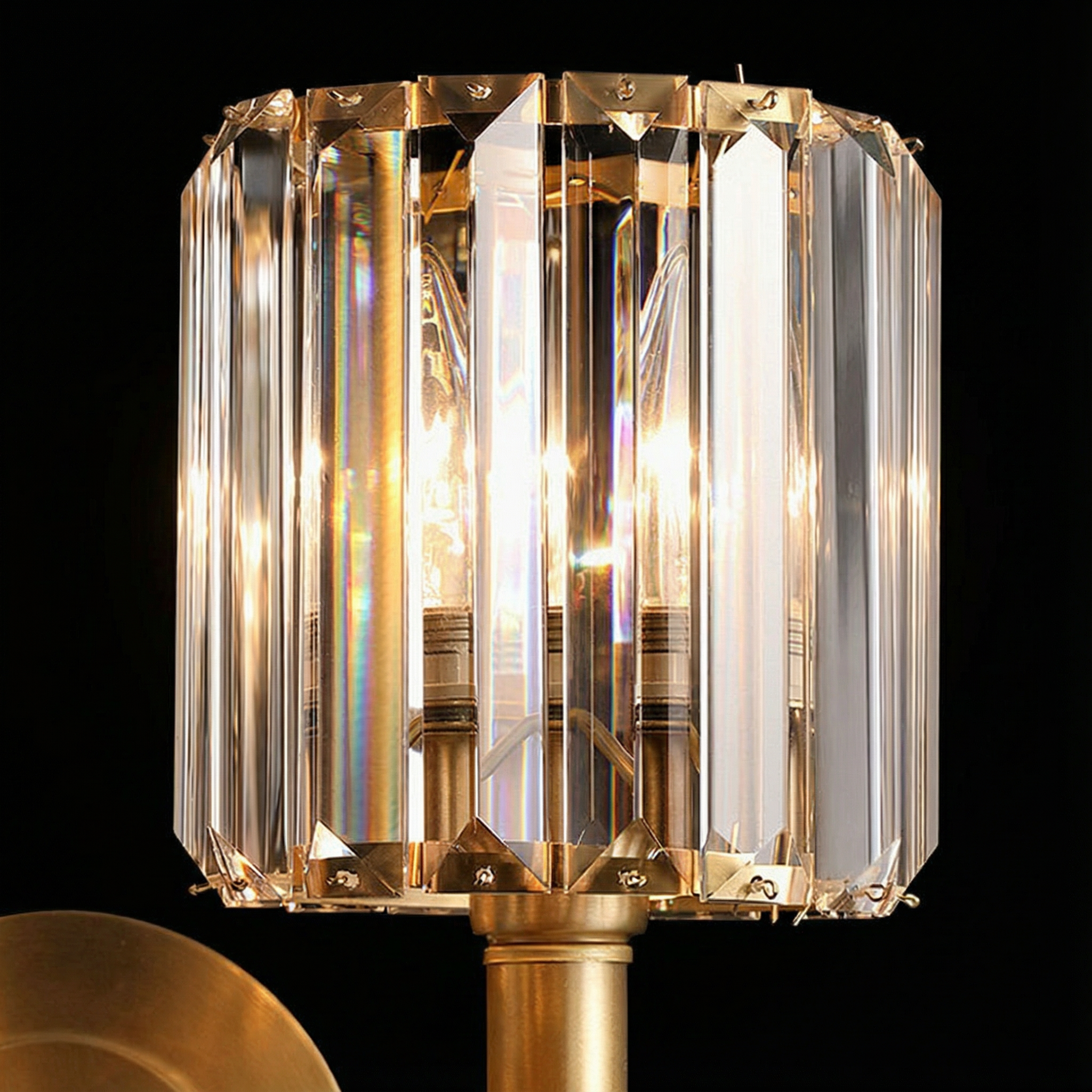 CrystalLuxe | Elegant Shimmering Brass Wall Sconce Light Fixture