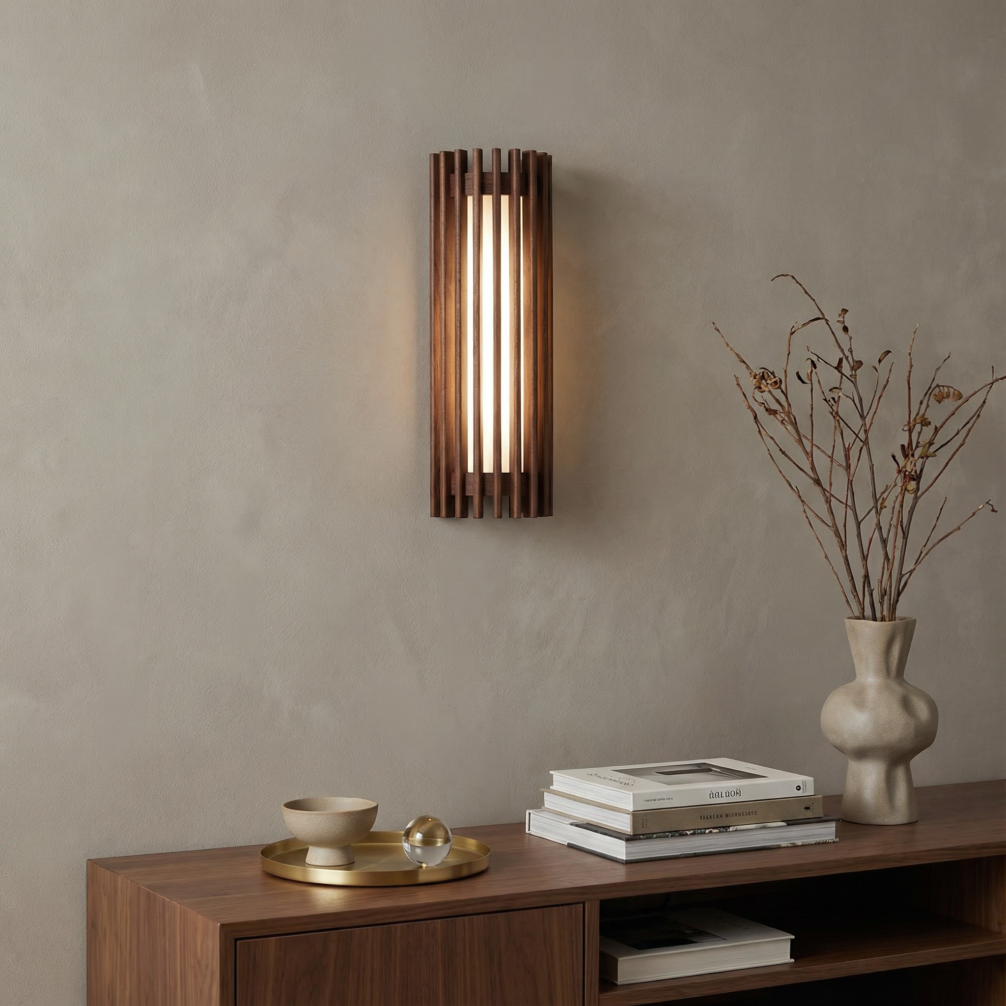 WalnutGlow | Elegant Natural Wood Indoor Wall Lamp