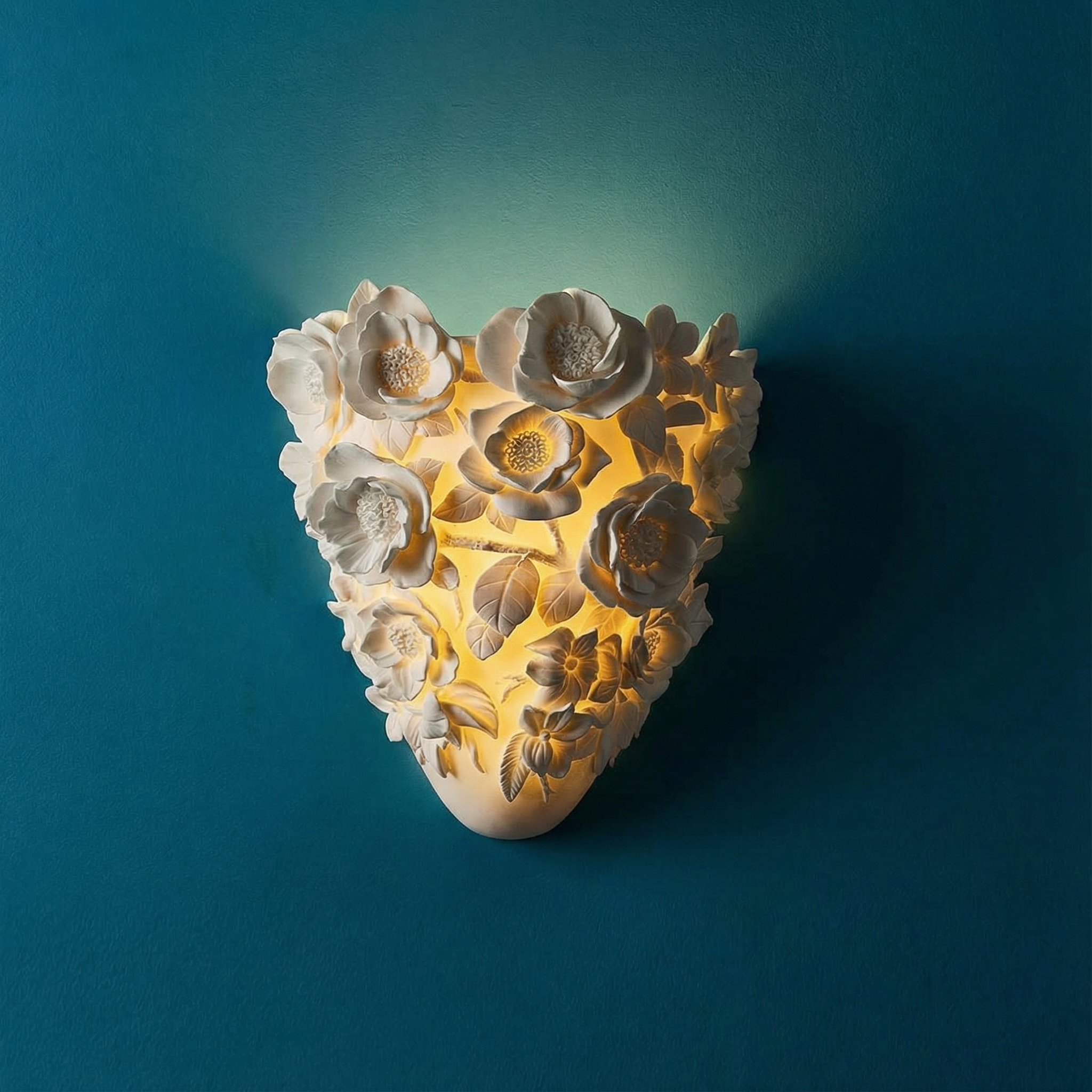 Elegant Ceramic Wall Lamp | Floral Design with Soft LED Light | Charming Sconce for Warm Ambiance