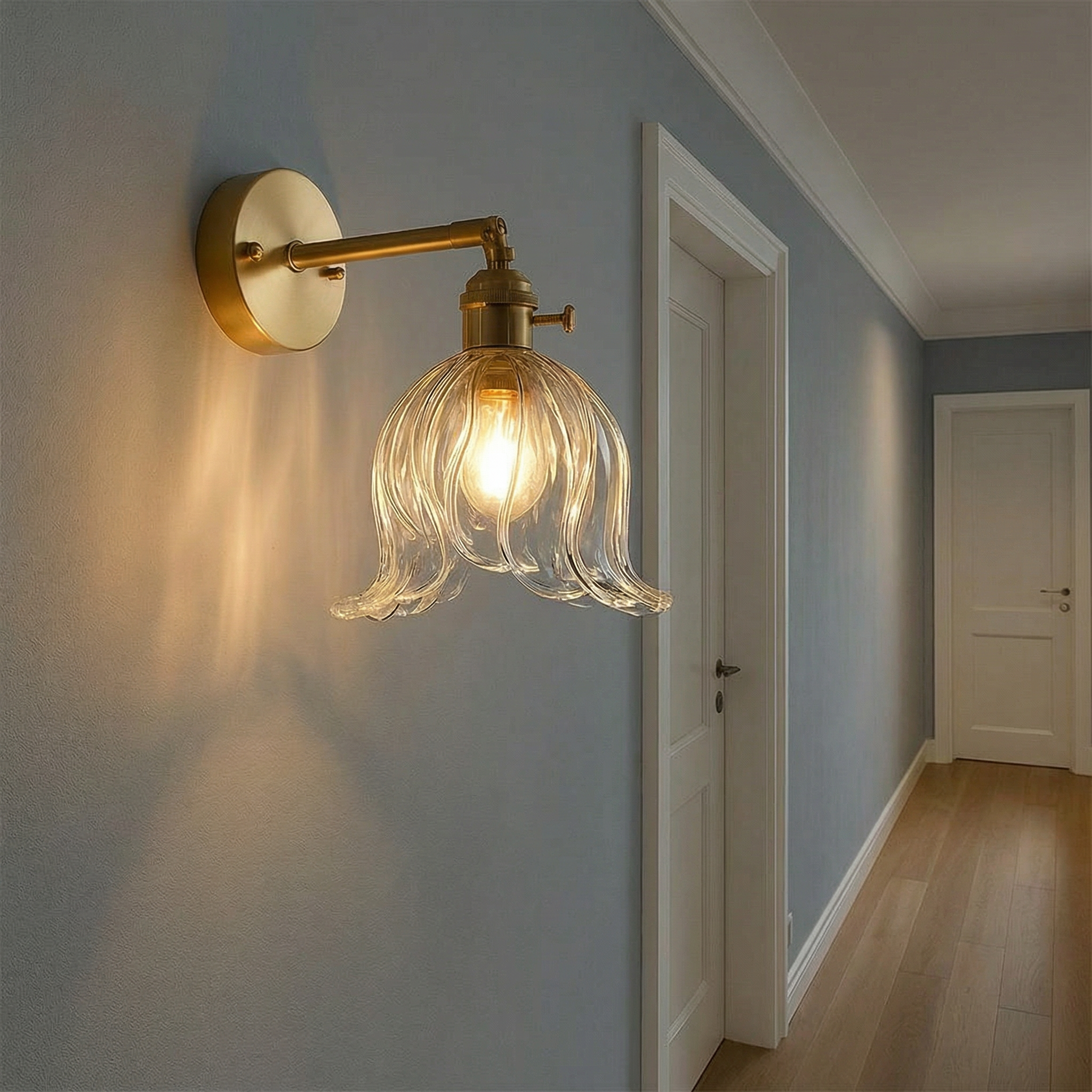Floral Elegance | Glass Wall Light with Soft LED Glow | Modern Sconce for Cozy Ambiance