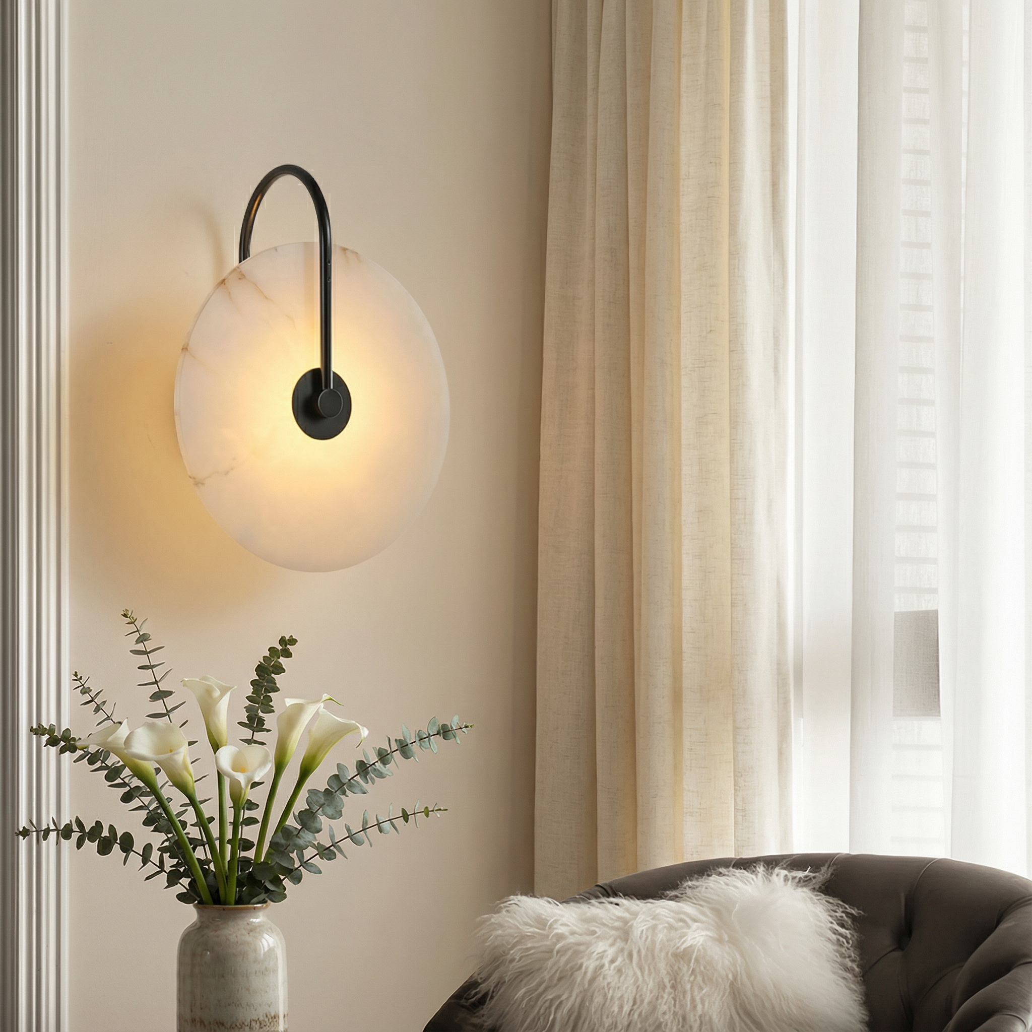 Elegant Alab Marble Wall Lamp with Soft LED Light | Contemporary Wall Sconce for Warm Ambiance
