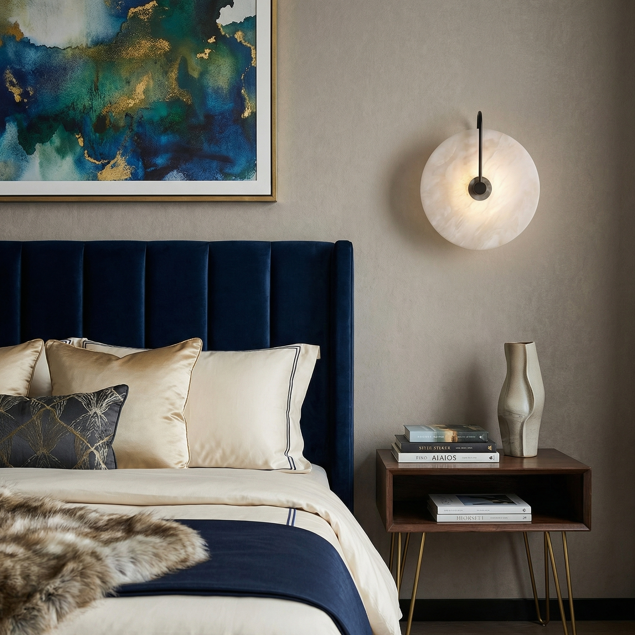 Elegant Alab Marble Wall Lamp with Soft LED Light | Contemporary Wall Sconce for Warm Ambiance