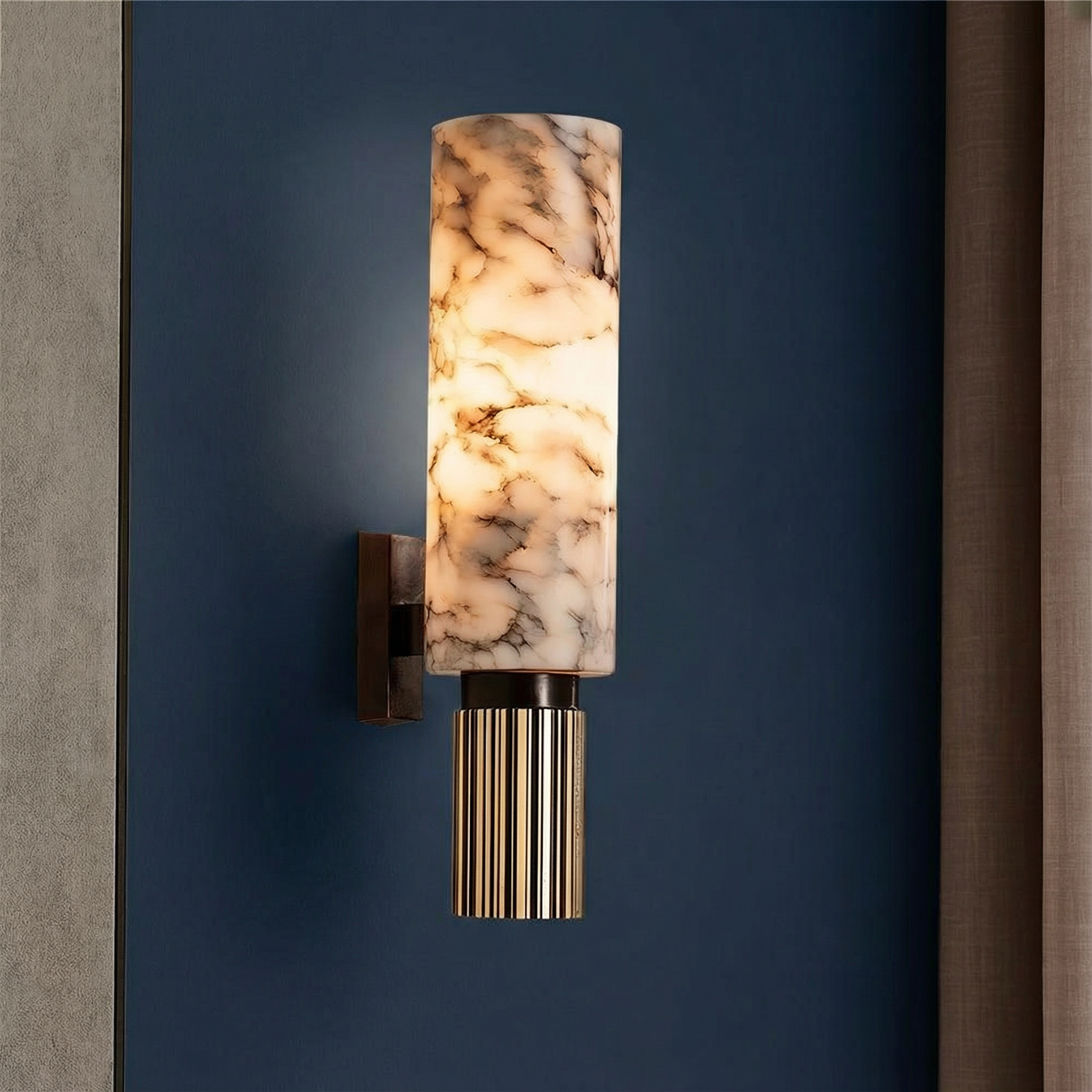 Contemporary Wall Light | Copper Stone Wall Lamp with LED Bulb | Elegant Design for Warm Ambiance