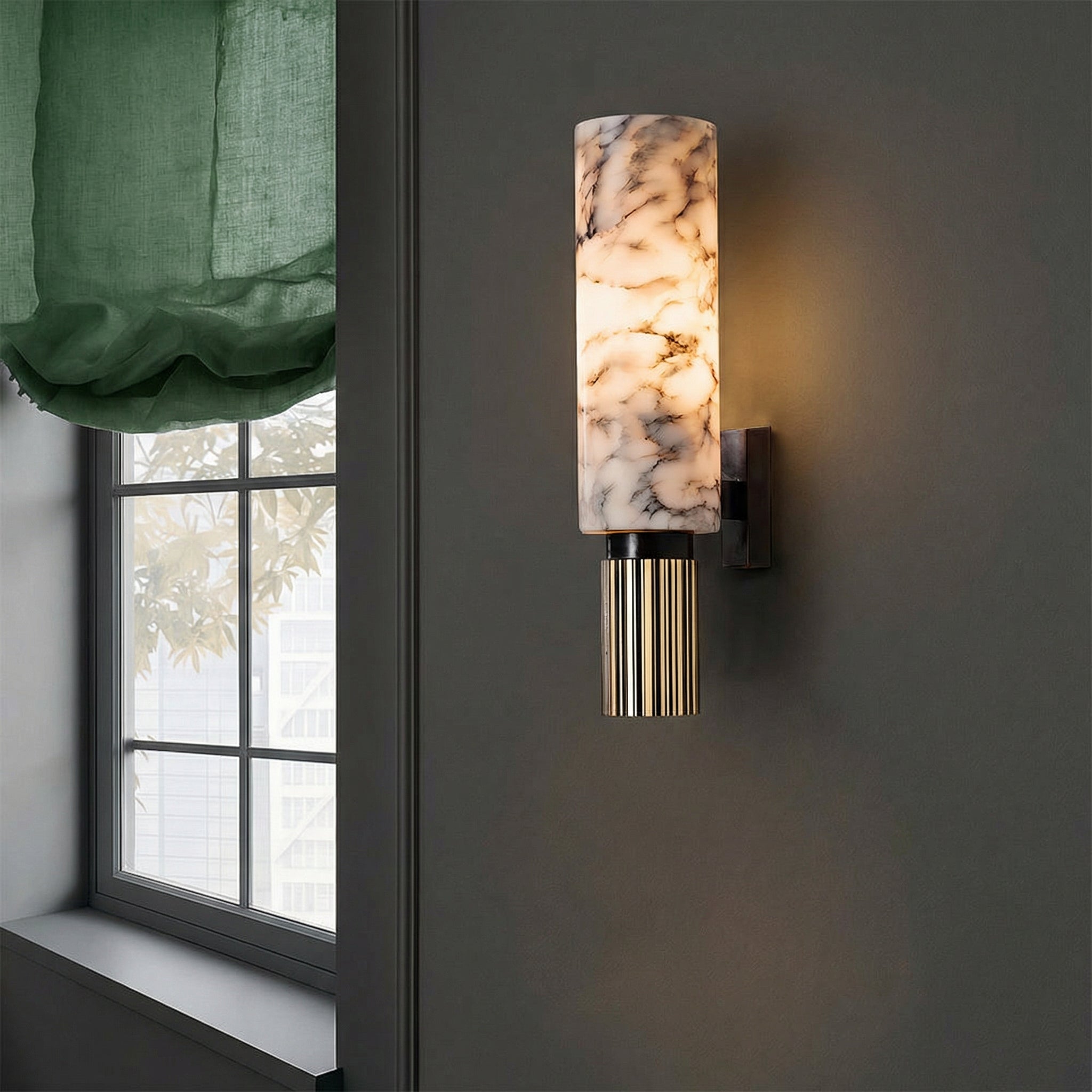Contemporary Wall Light | Copper Stone Wall Lamp with LED Bulb | Elegant Design for Warm Ambiance
