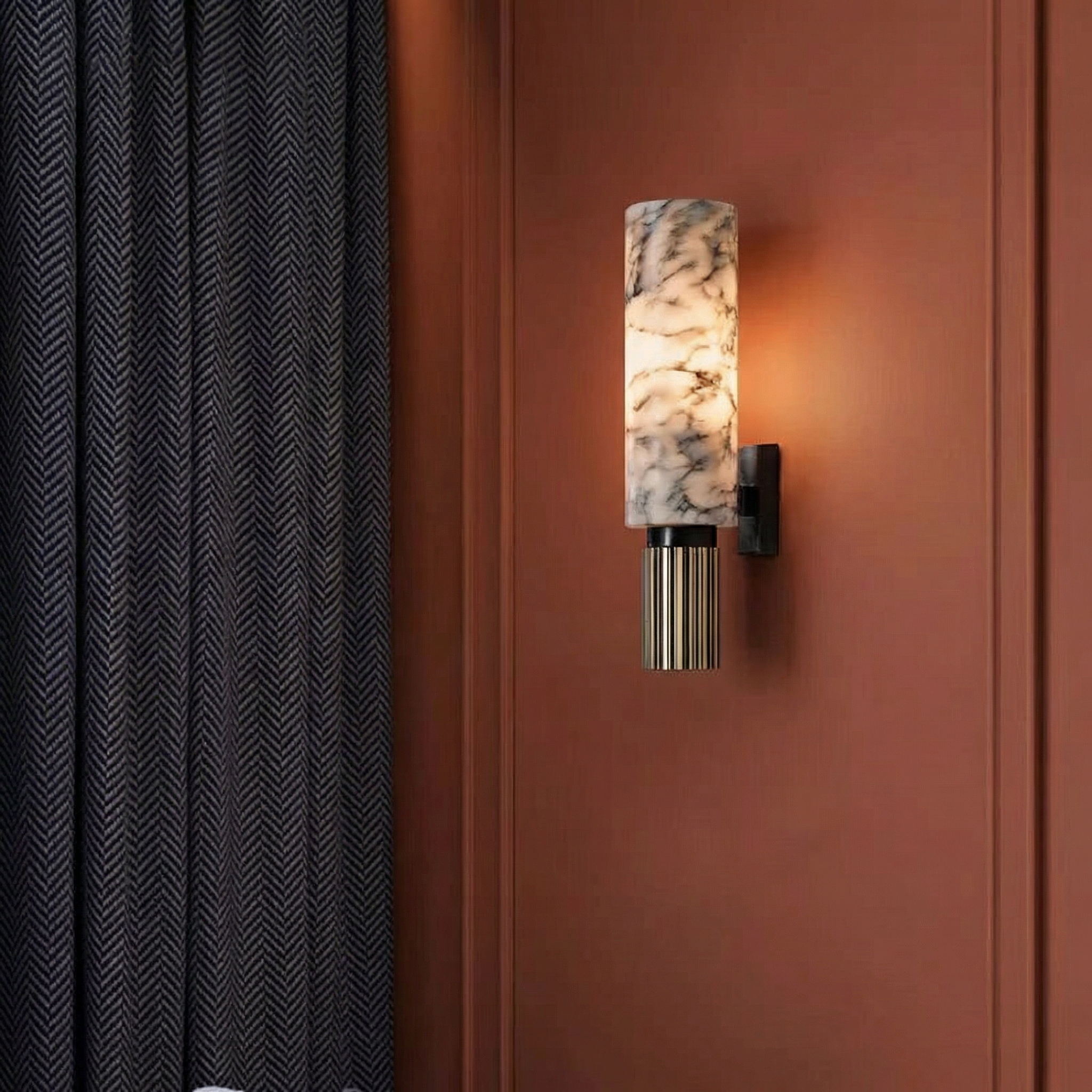 Contemporary Wall Light | Copper Stone Wall Lamp with LED Bulb | Elegant Design for Warm Ambiance