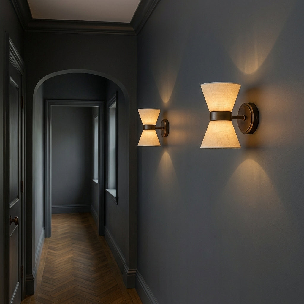 Wabi Sabi | Wall Light Sconce with Asymmetrical Silk Shade | Elegant Illumination for Modern Spaces