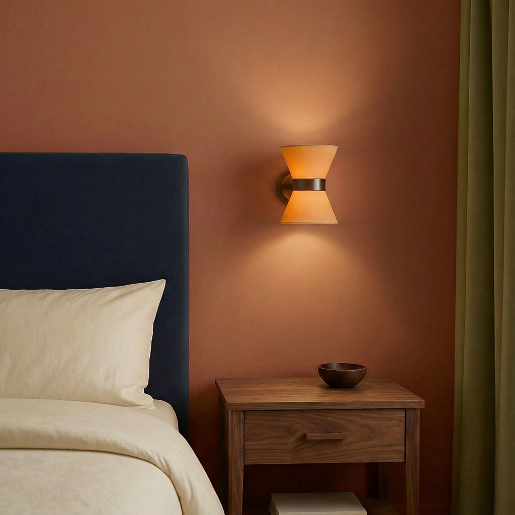 Wabi Sabi | Wall Light Sconce with Asymmetrical Silk Shade | Elegant Illumination for Modern Spaces