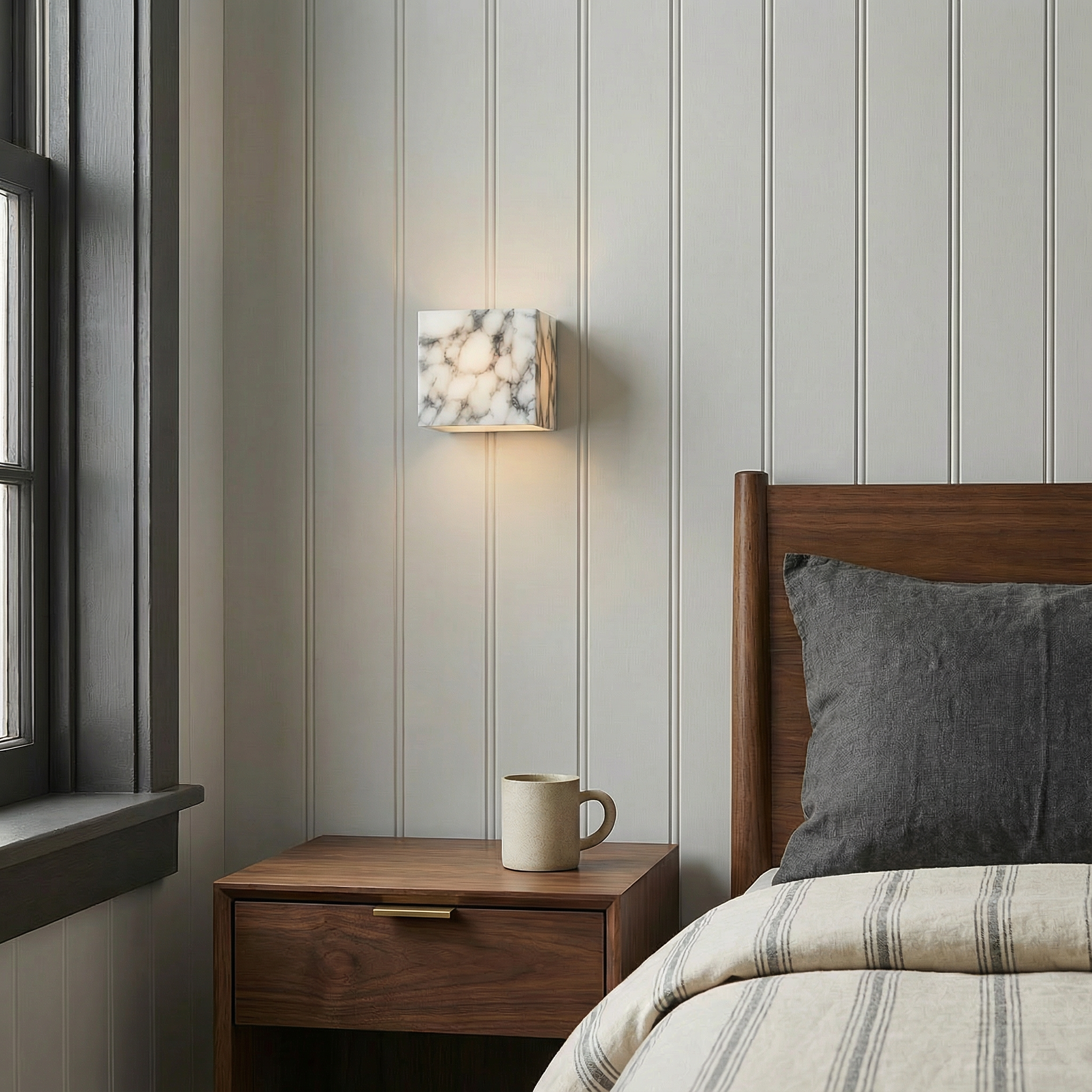 Marble Cube | Wall Light with LED Bulb & Minimalist Design | Elegant Sconce for Ambient Illumination