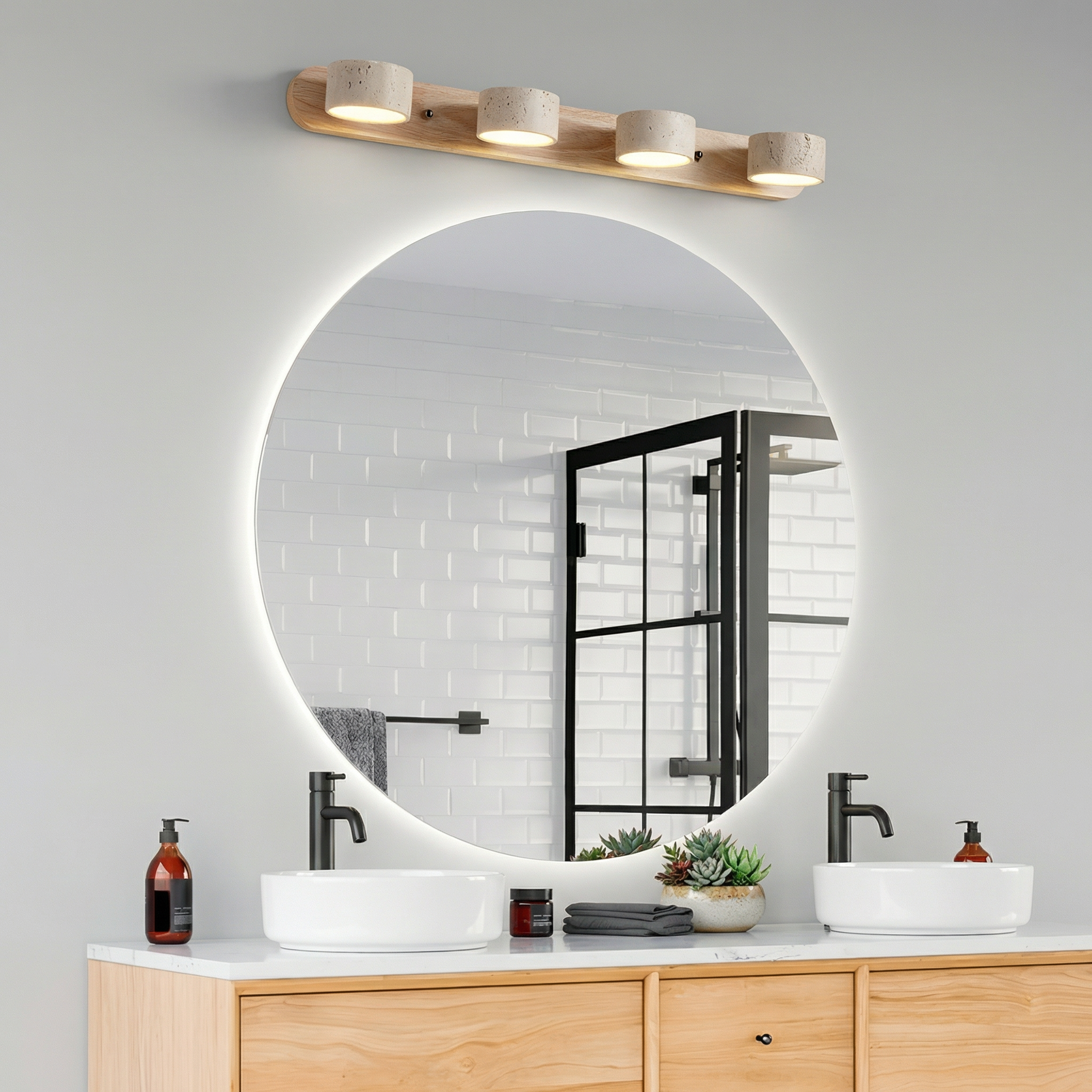 Duo Wall Light | Elegant Bathroom Wall Sconce with Integrated LED | Stylish Lighting for Home Decor
