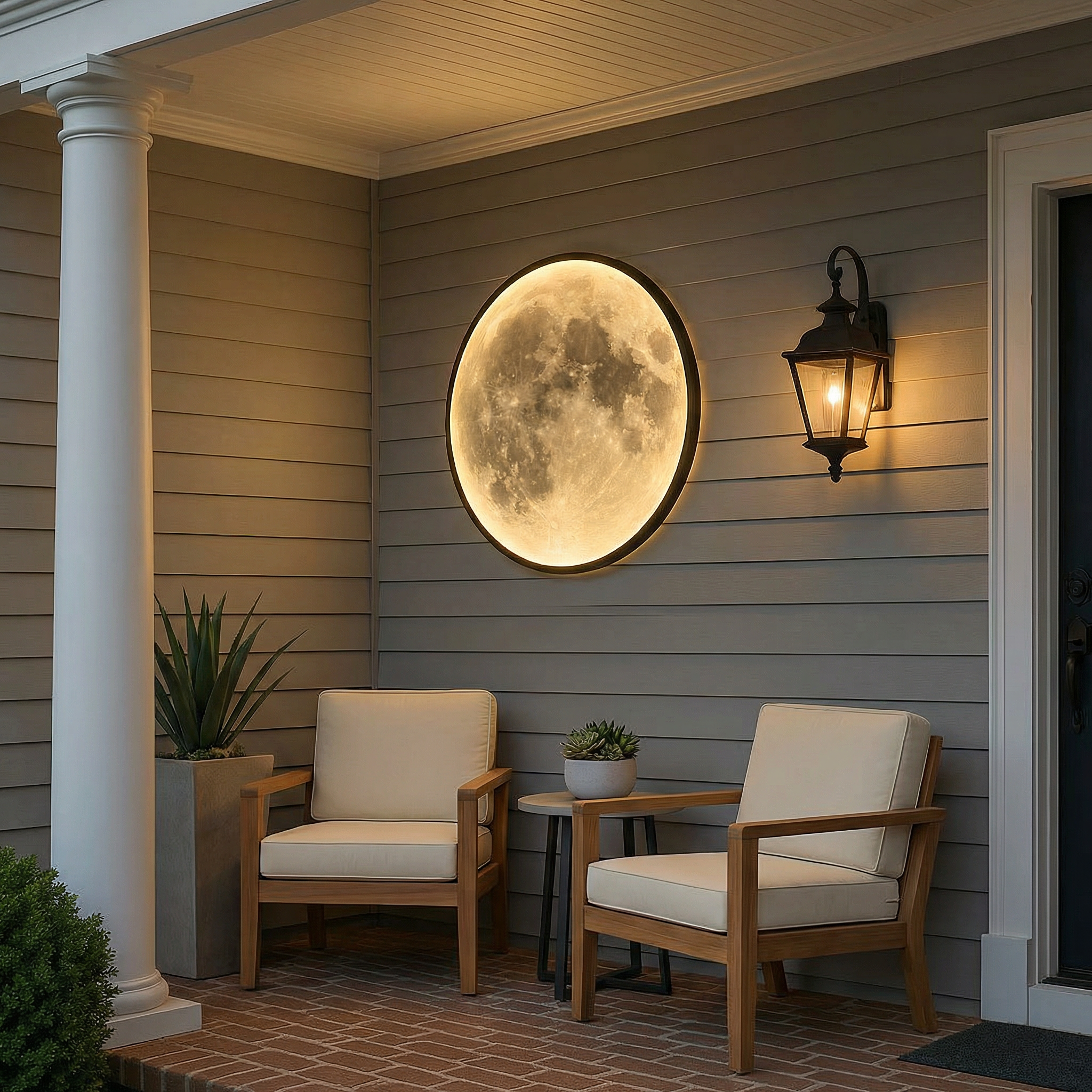 Celestial Glow | Outdoor Wall Lights with Realistic Lunar Surface