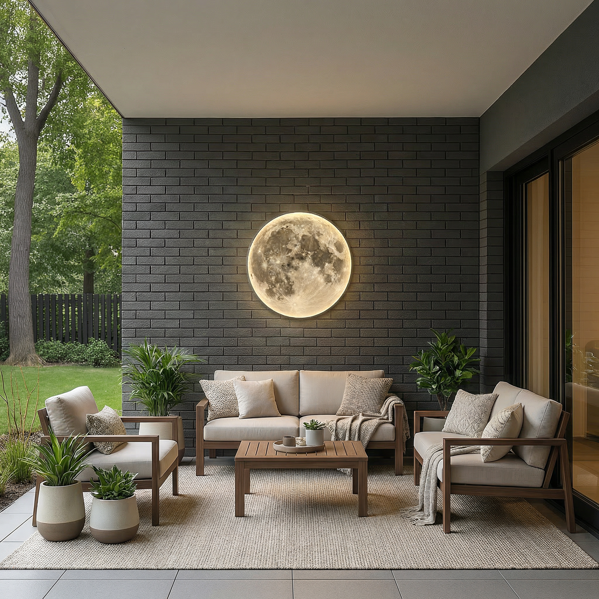 Celestial Glow | Outdoor Wall Lights with Realistic Lunar Surface