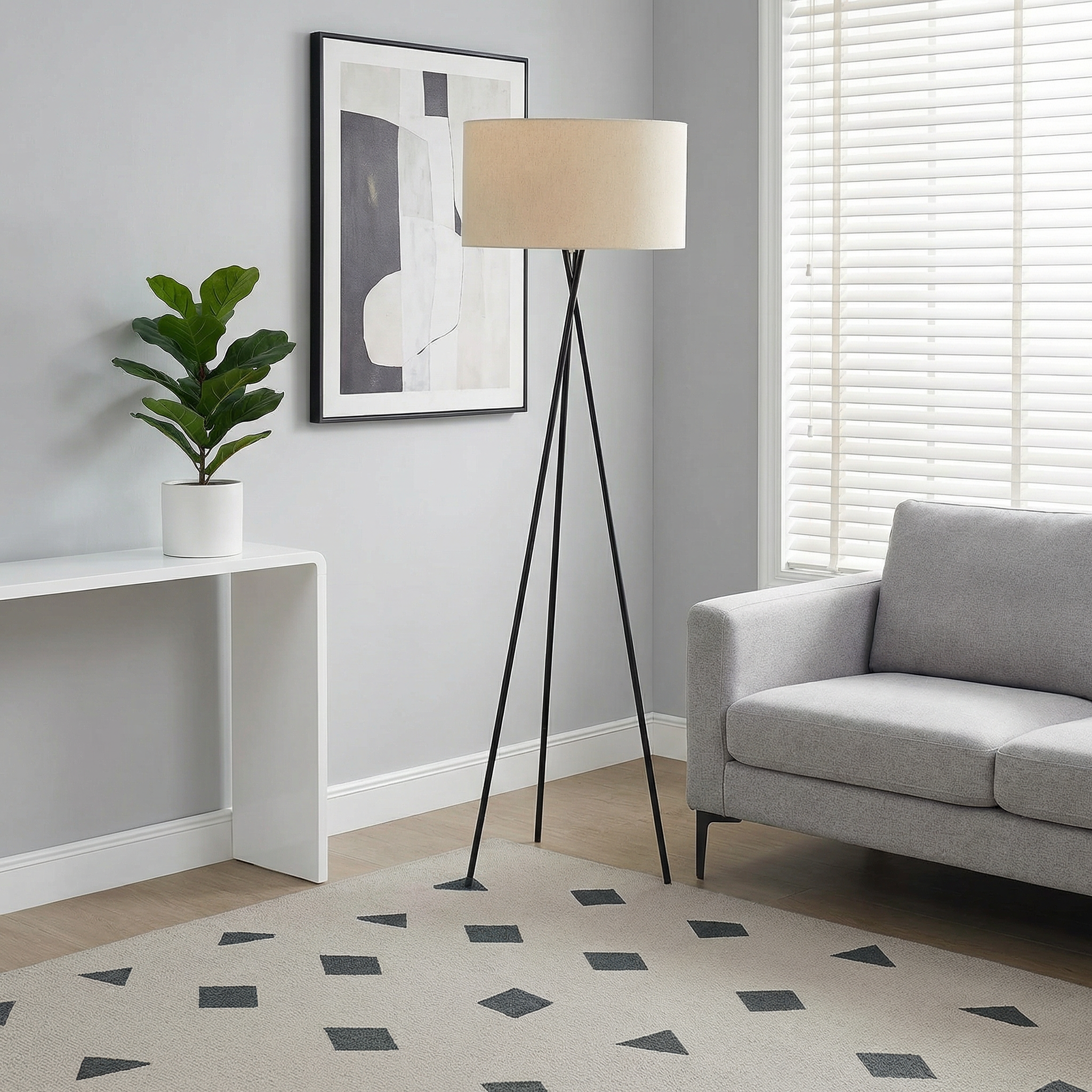 Elegant Floor Lamp | Modern Standing Lamp with Silk Shade & Adjustable Cable for Cozy Living Room Ambiance