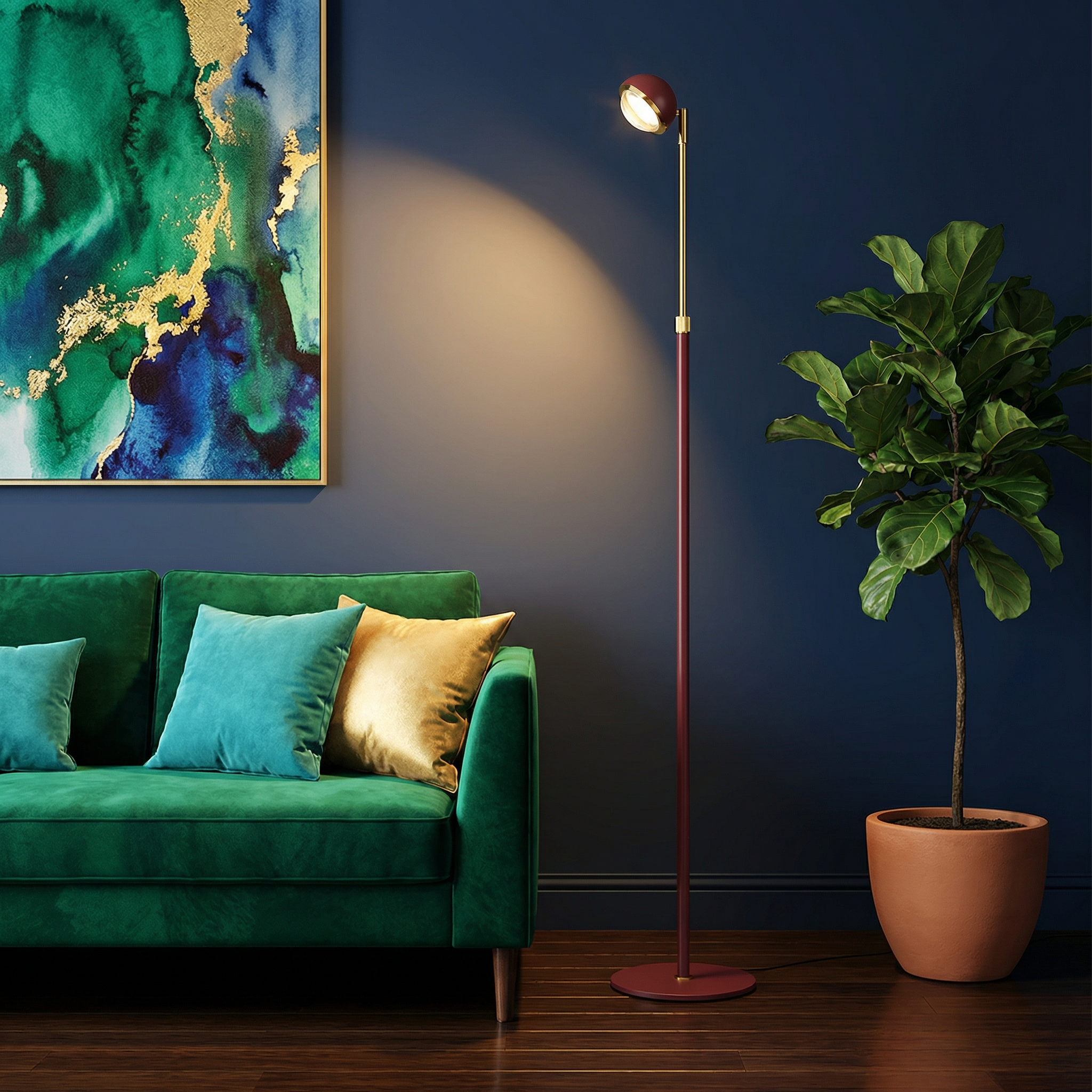 Elegant Bamboo Floor Lamp | Dimmable LED Light & Adjustable Height for Cozy Living Room Ambiance
