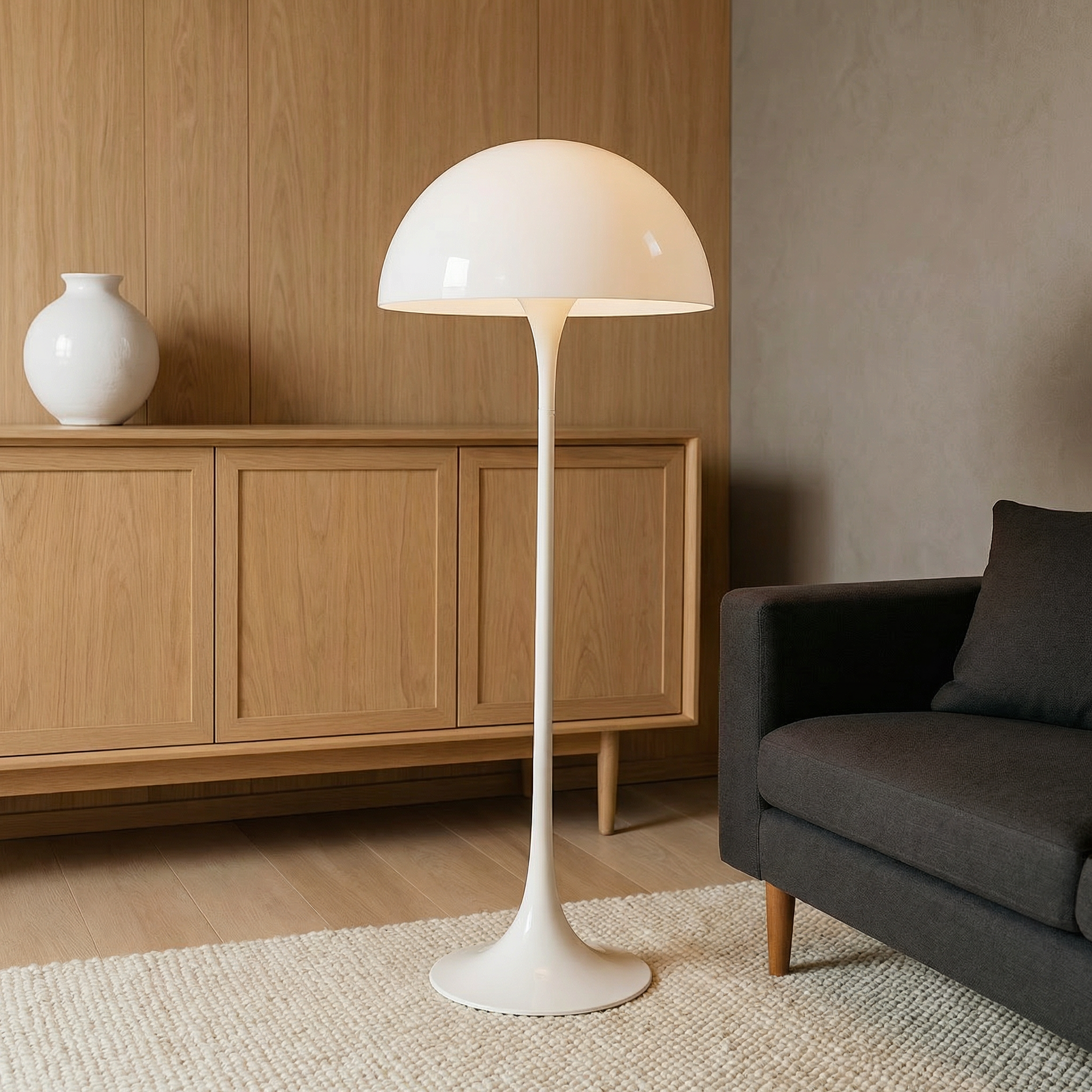 Modern Floor Lamp with Soft LED Glow | Mid-Century Design for Cozy Living Room Ambiance