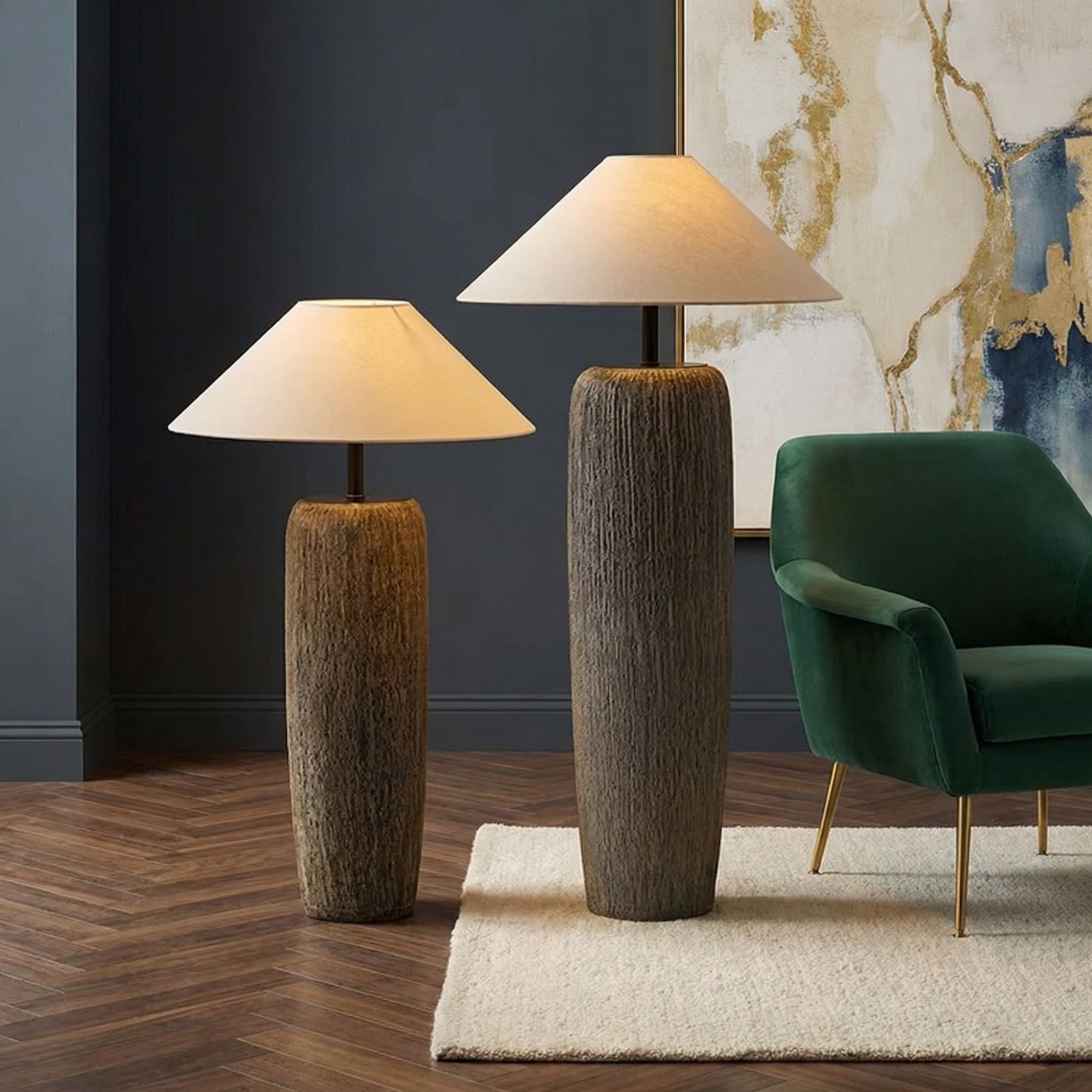 Modern Floor Lamp with Handcrafted Ceramic Base | Stylish Lighting for Cozy Living Rooms