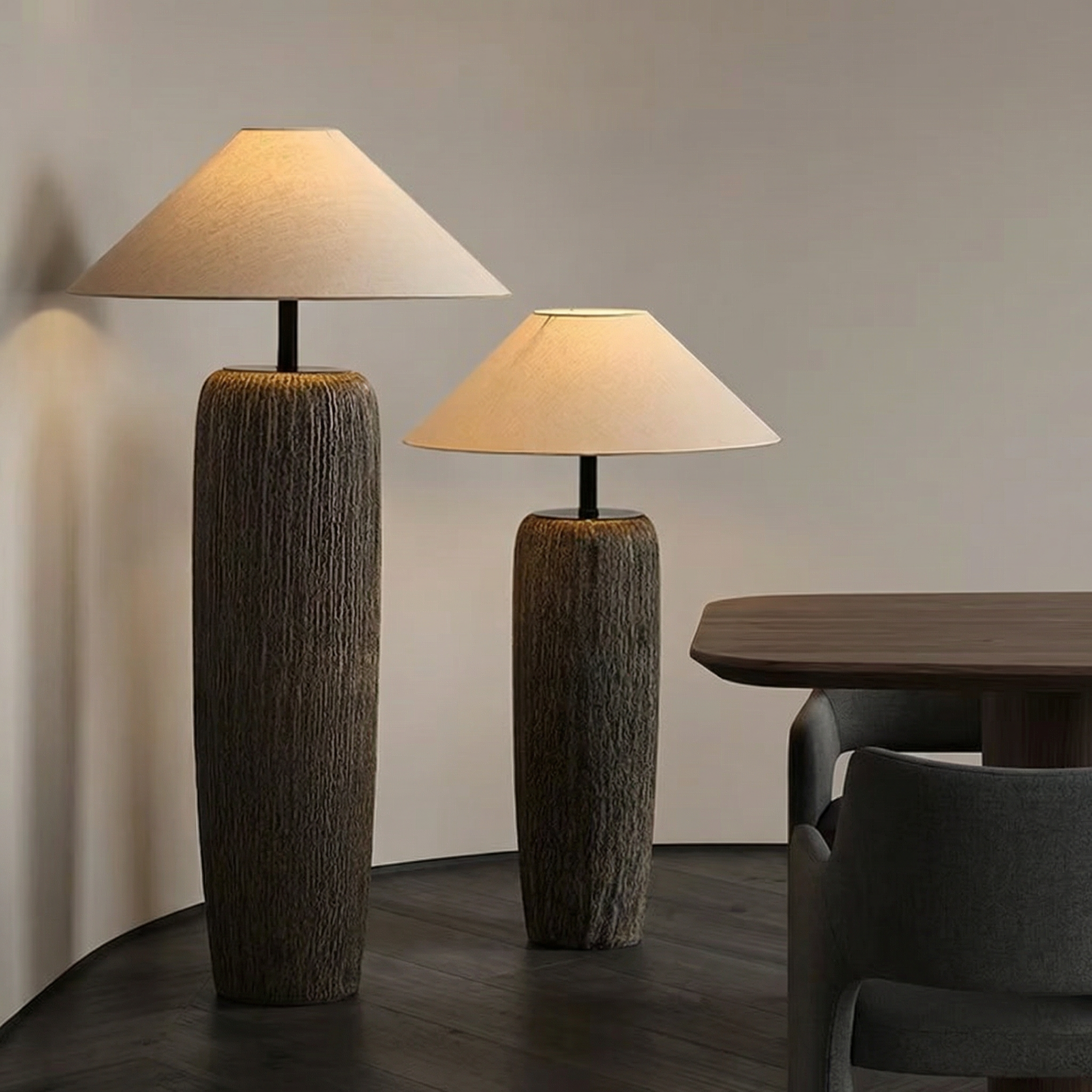 Modern Floor Lamp with Handcrafted Ceramic Base | Stylish Lighting for Cozy Living Rooms