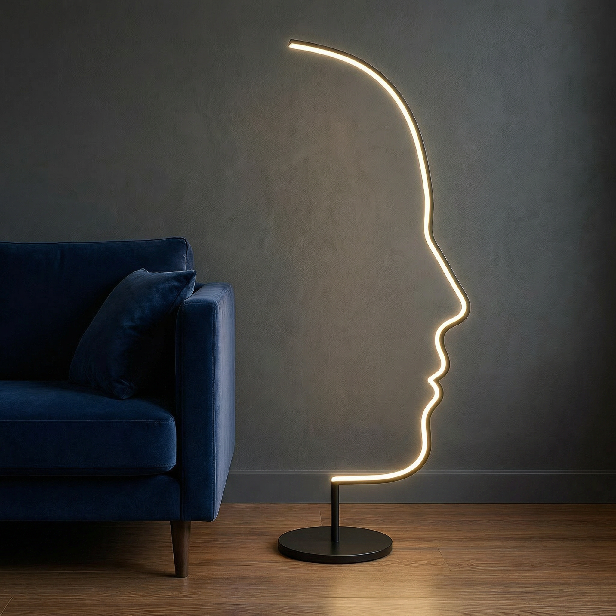 Sculptural Face Floor Lamp | Modern Design with Warm LED Light | Contemporary Lighting for Living Spaces