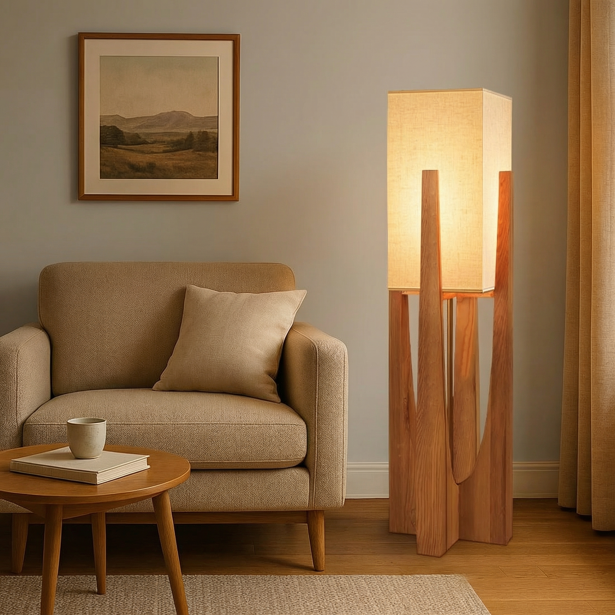 Wabi Sabi | Modern Floor Lamp with Handcrafted Shade | Elegant Lighting for Living Room Serenity