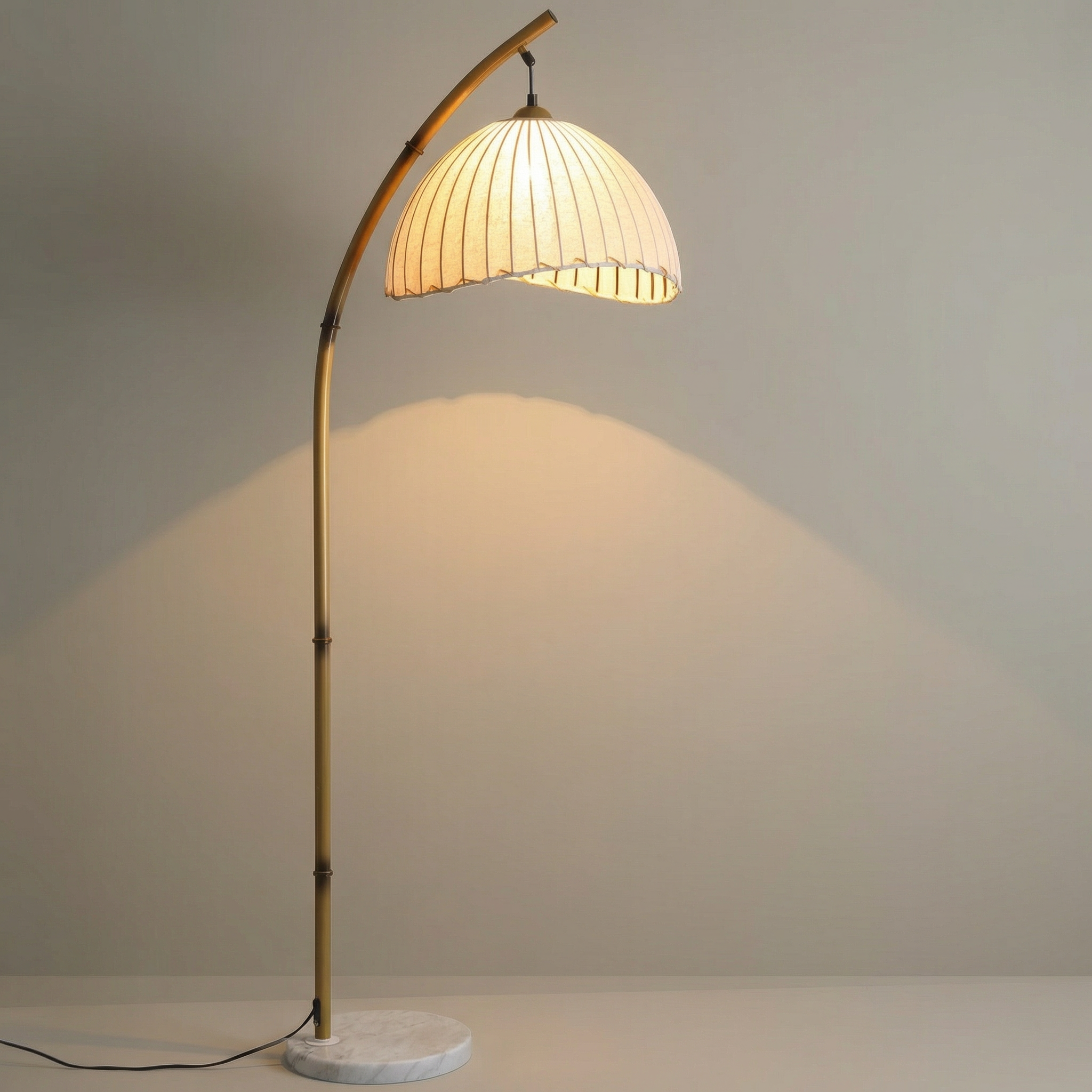 Elegant Bamboo | Modern Floor Lamp with Pleated Shade | Stylish Lighting for Cozy Ambiance