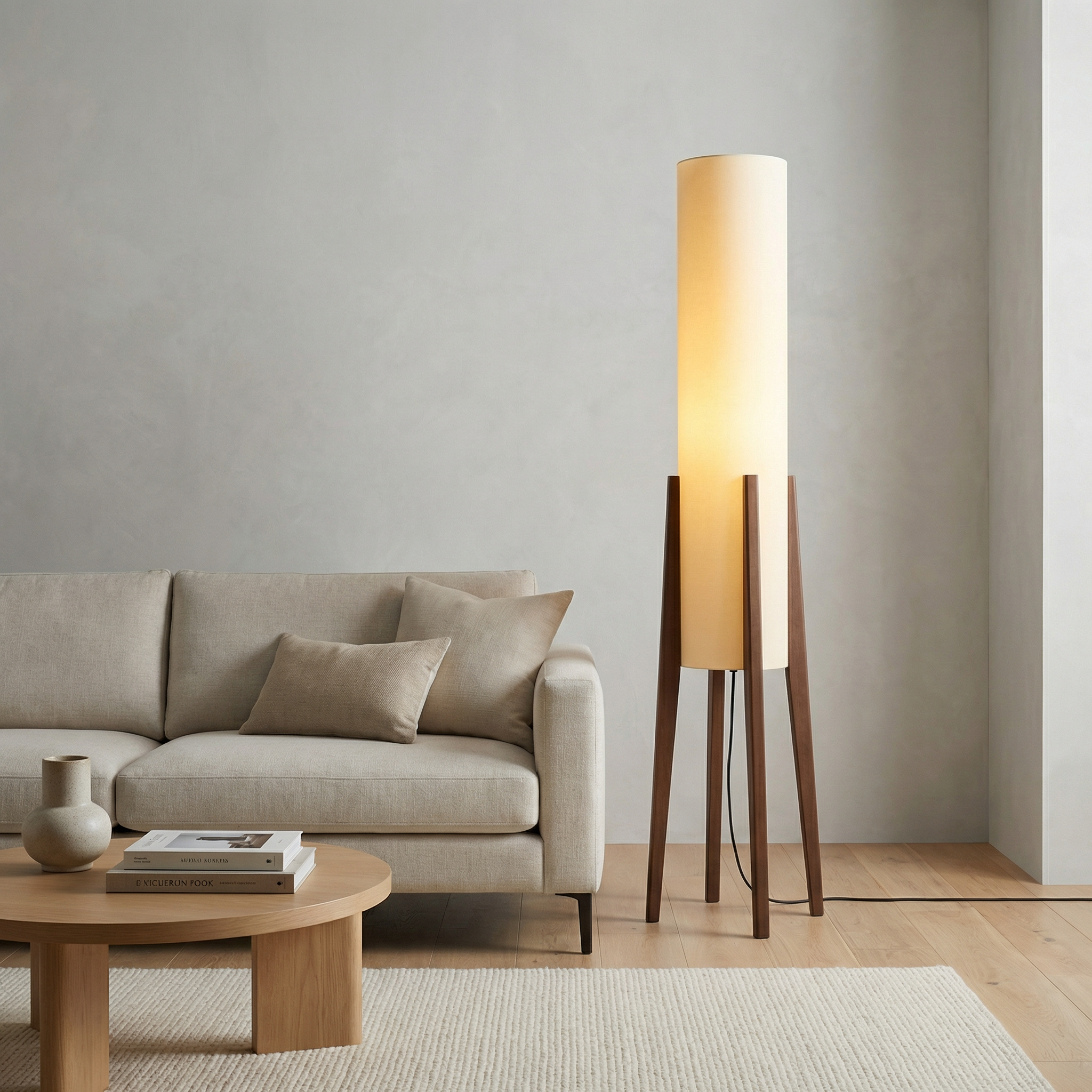 Elegant Home | Modern Floor Lamp with Integrated LED Bulb | Mid-Century Design for Cozy Living Room Ambiance