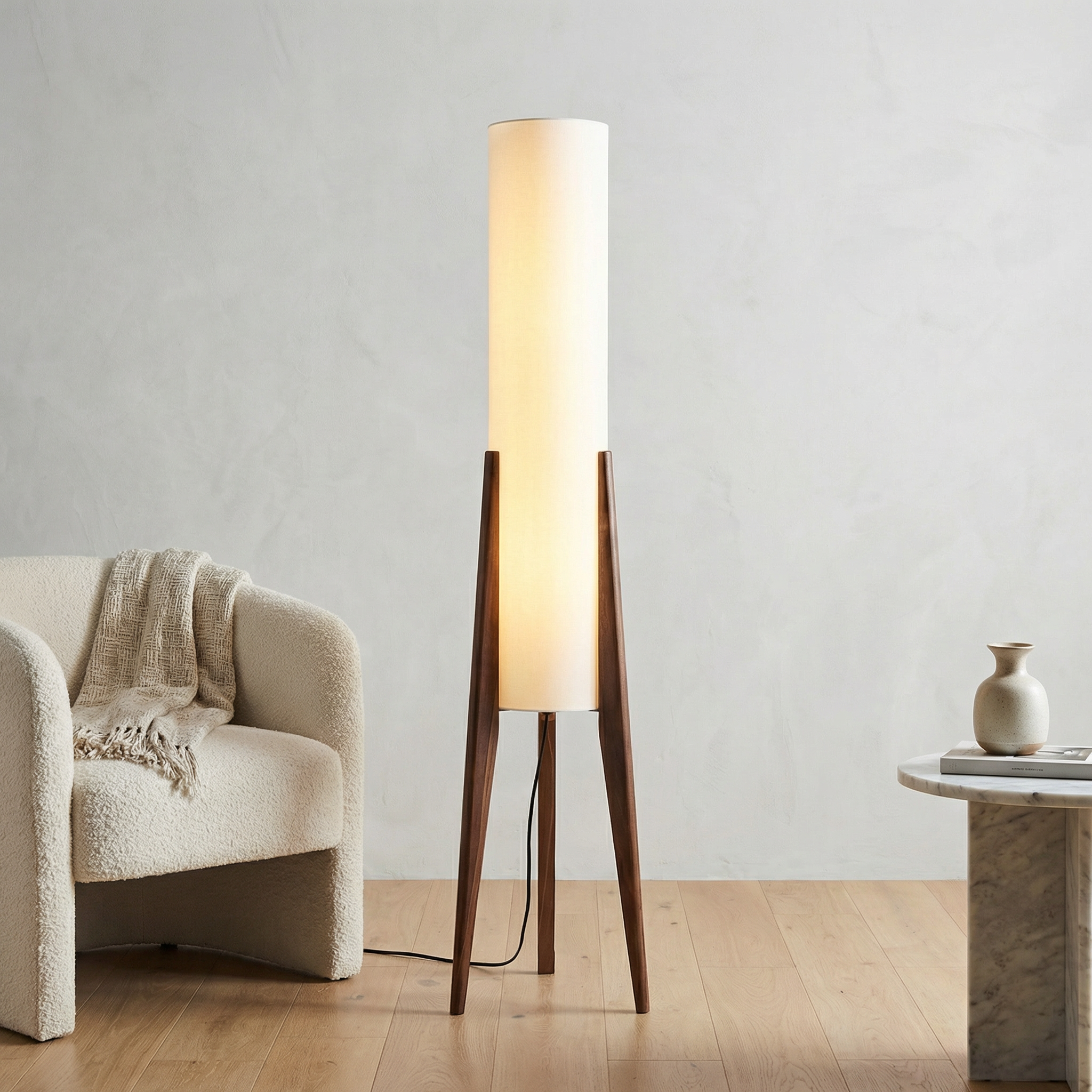 Elegant Home | Modern Floor Lamp with Integrated LED Bulb | Mid-Century Design for Cozy Living Room Ambiance