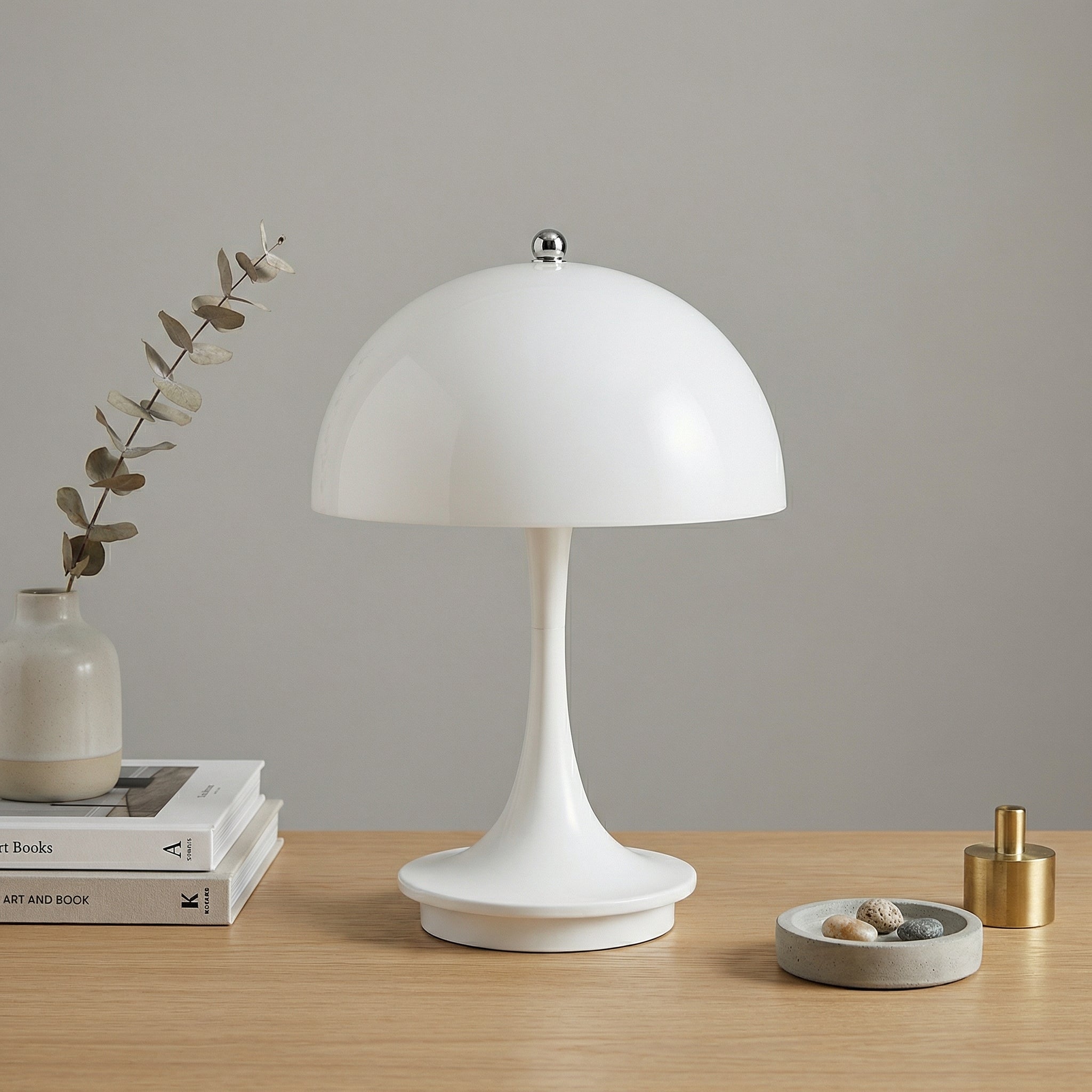Contemporary Mushroom Table Lamp | Cordless LED Design for Easy Placement