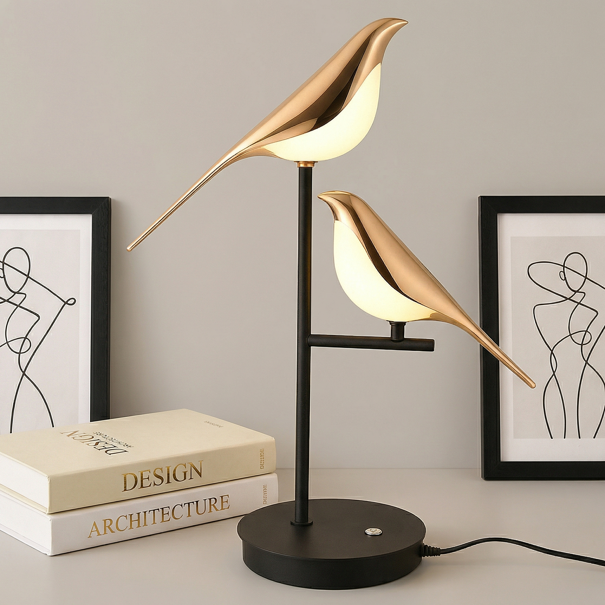 Modern Table Lamp | Unique Bird Design with LED Light | Stylish Bedside or Desk Lamp for Cozy Ambiance