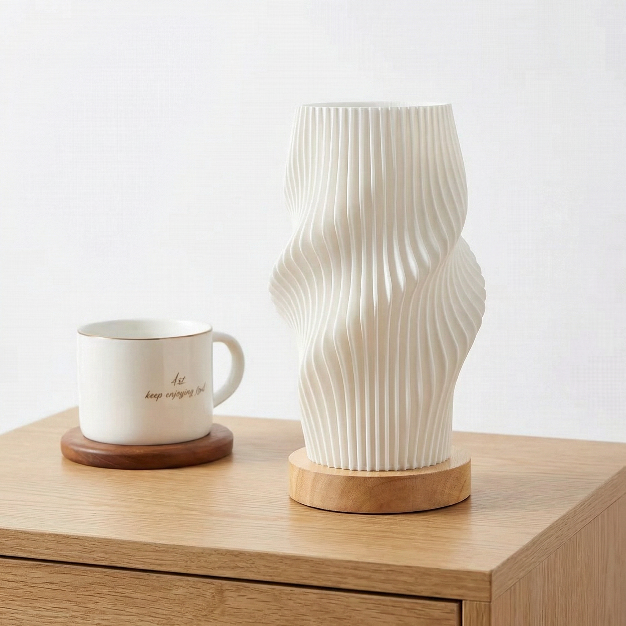 WaveLight | Elegant Dimmable Wooden Table Lamp for Bedside & Living Room