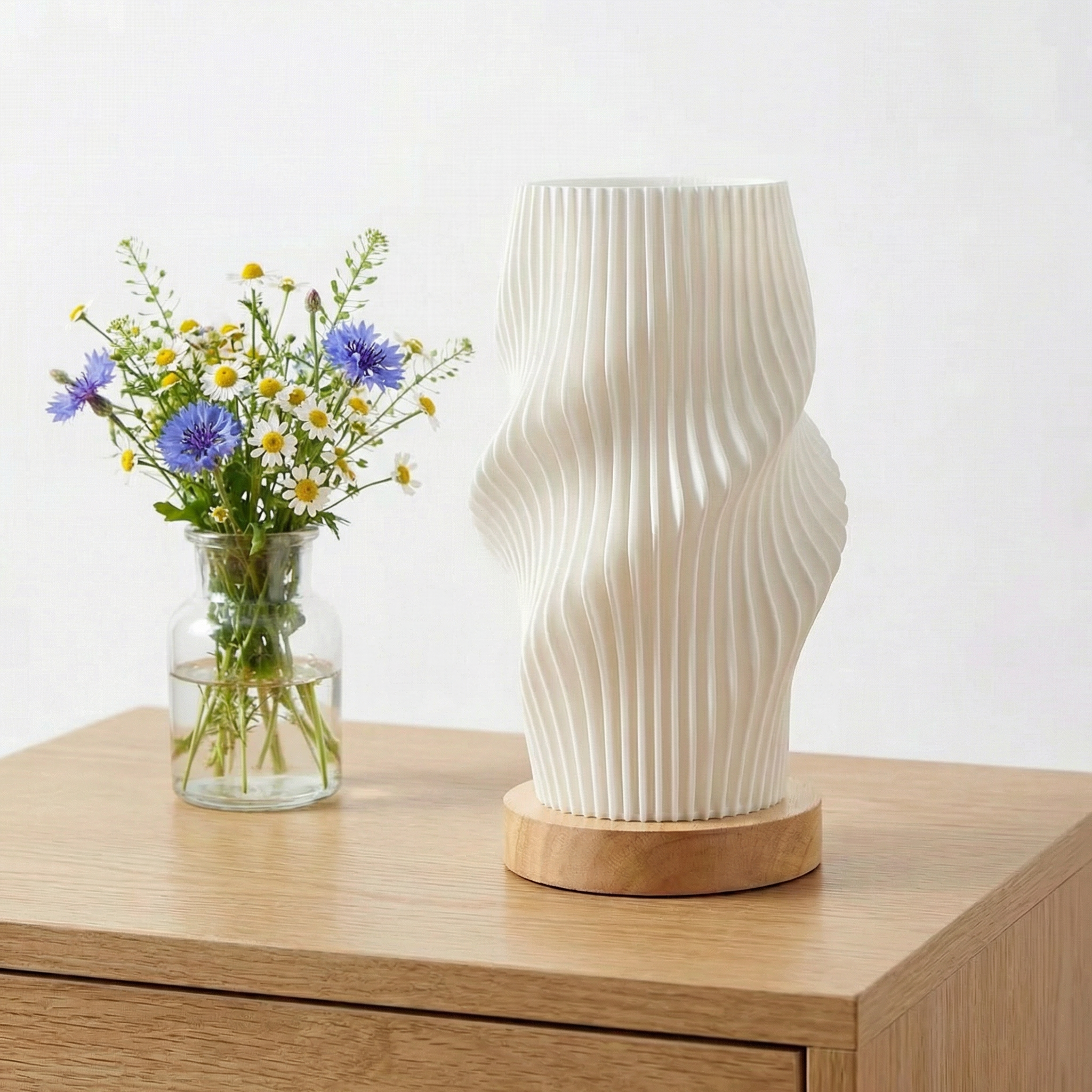 WaveLight | Elegant Dimmable Wooden Table Lamp for Bedside & Living Room