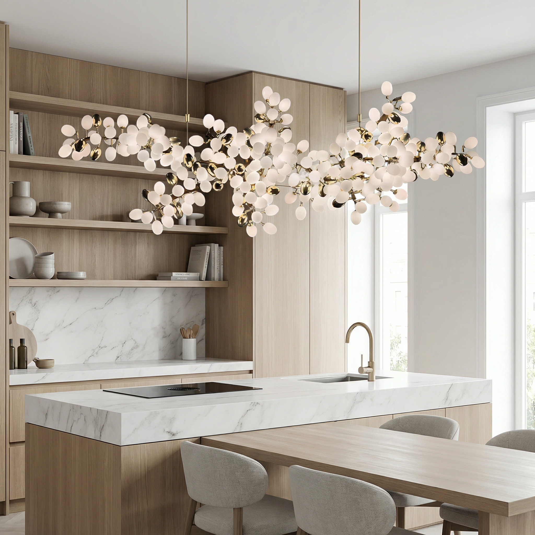 Fleurida | Crystal Chandelier Light with Adjustable Height | Elegant Design for Dining Room and Contemporary Spaces