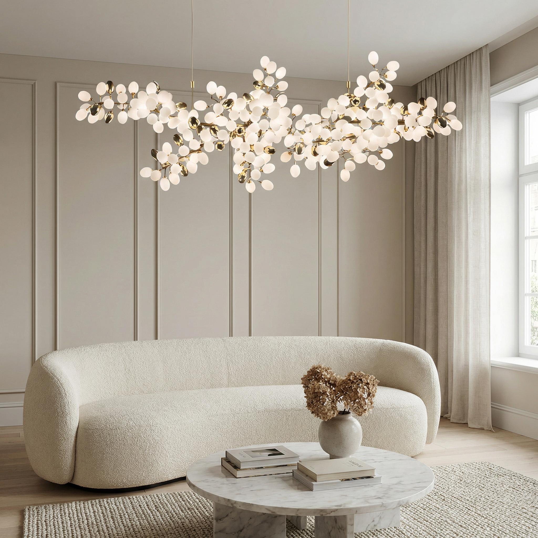 Fleurida | Crystal Chandelier Light with Adjustable Height | Elegant Design for Dining Room and Contemporary Spaces
