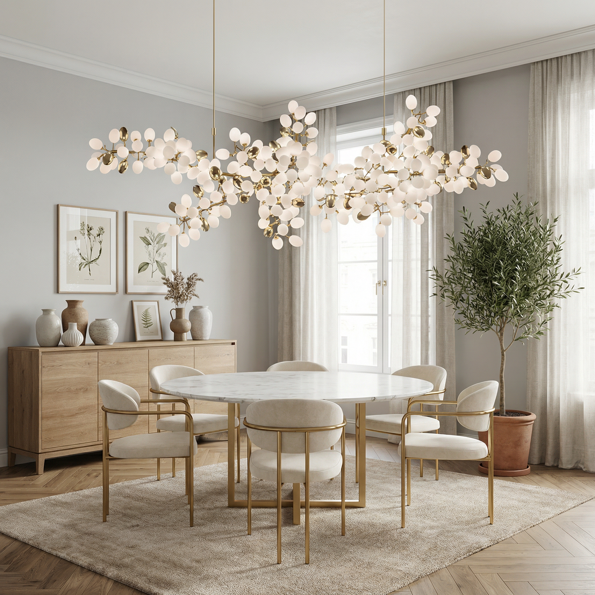 Fleurida | Crystal Chandelier Light with Adjustable Height | Elegant Design for Dining Room and Contemporary Spaces