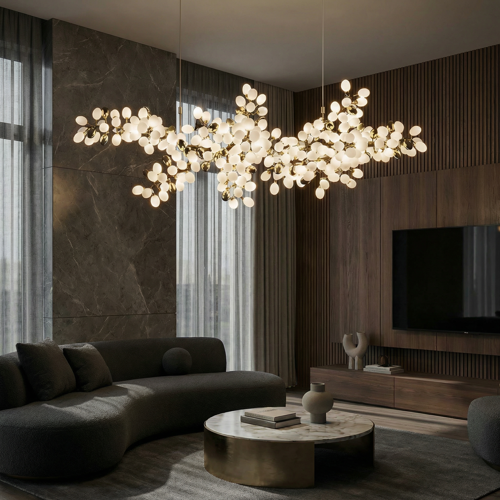 Fleurida | Crystal Chandelier Light with Adjustable Height | Elegant Design for Dining Room and Contemporary Spaces
