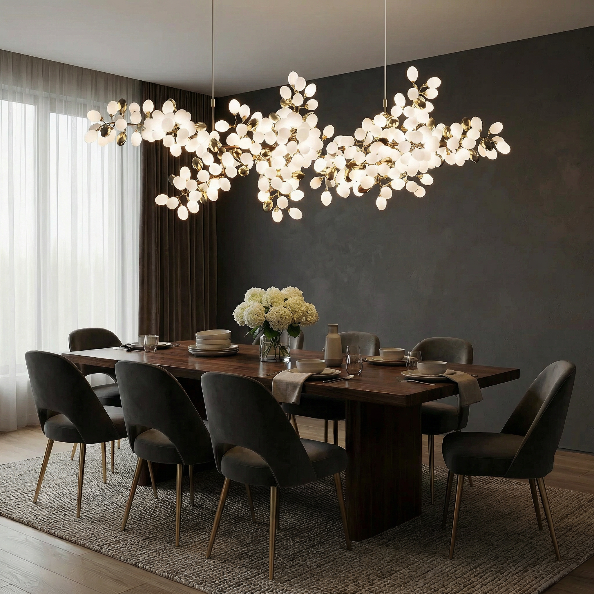 Fleurida | Crystal Chandelier Light with Adjustable Height | Elegant Design for Dining Room and Contemporary Spaces