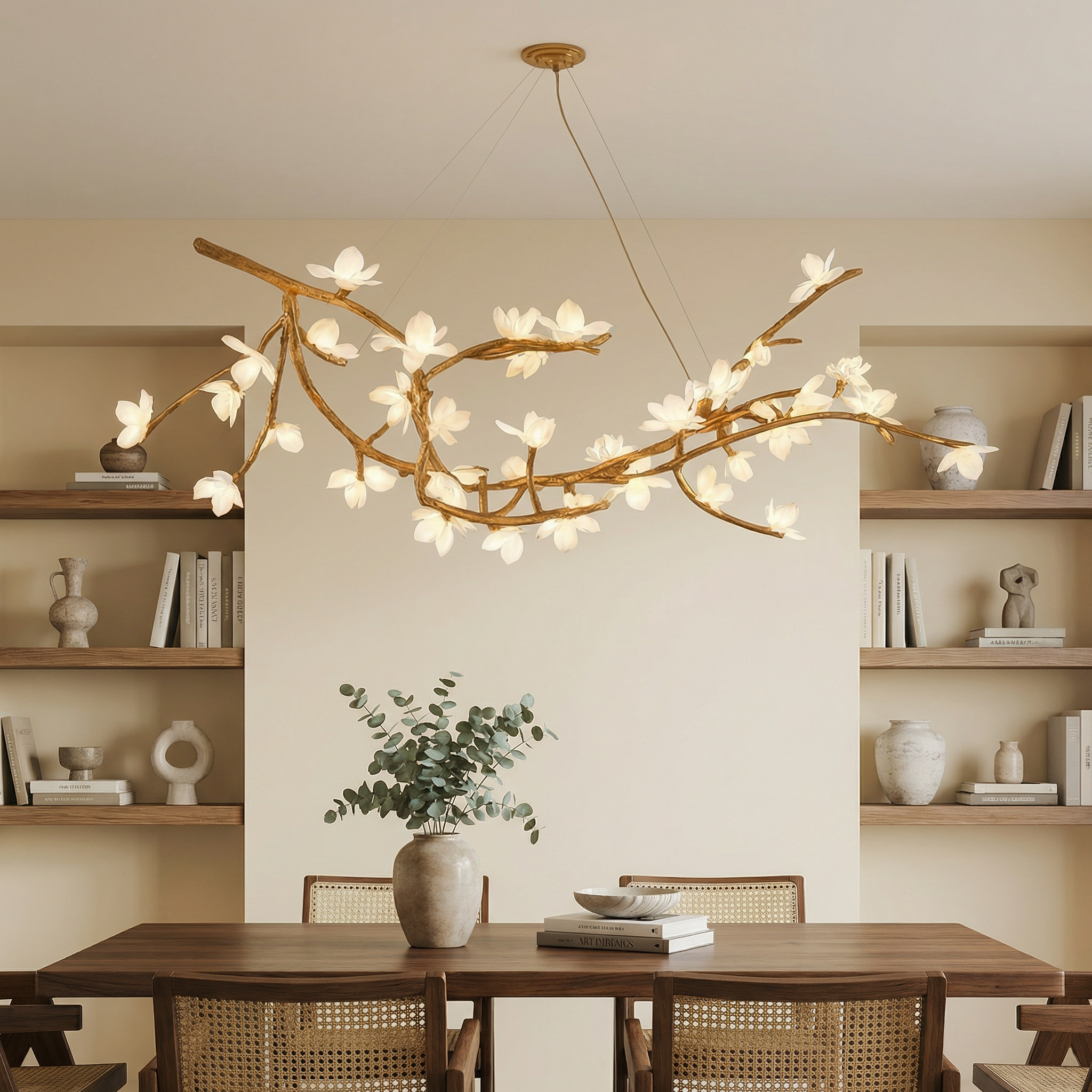 Organic Tree Branch | Modern Chandelier Light with Adjustable LED Bulbs | Unique Bamboo Design for Warm Ambiance