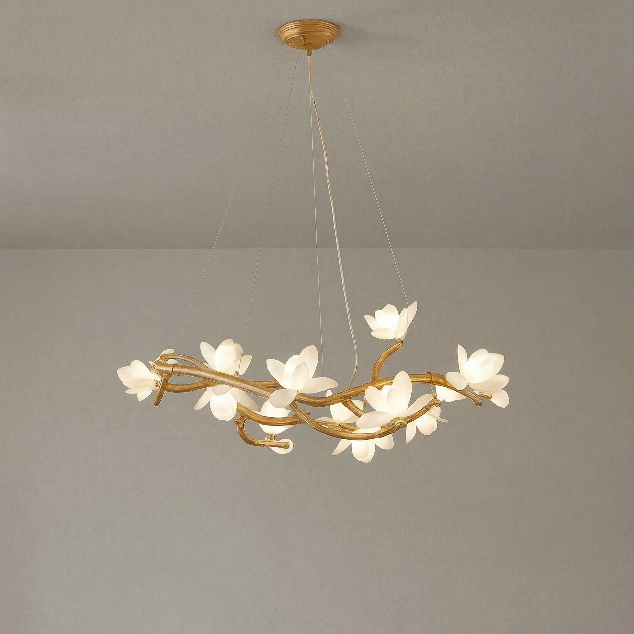 Organic Tree Branch | Modern Chandelier Light with Adjustable LED Bulbs | Unique Bamboo Design for Warm Ambiance
