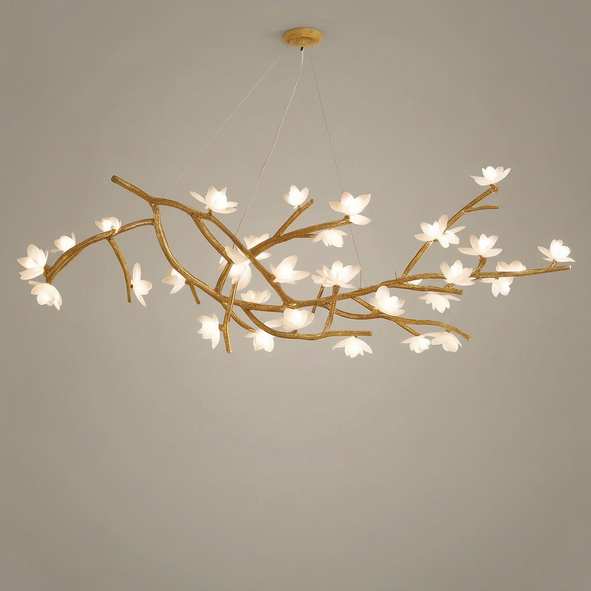 Organic Tree Branch | Modern Chandelier Light with Adjustable LED Bulbs | Unique Bamboo Design for Warm Ambiance