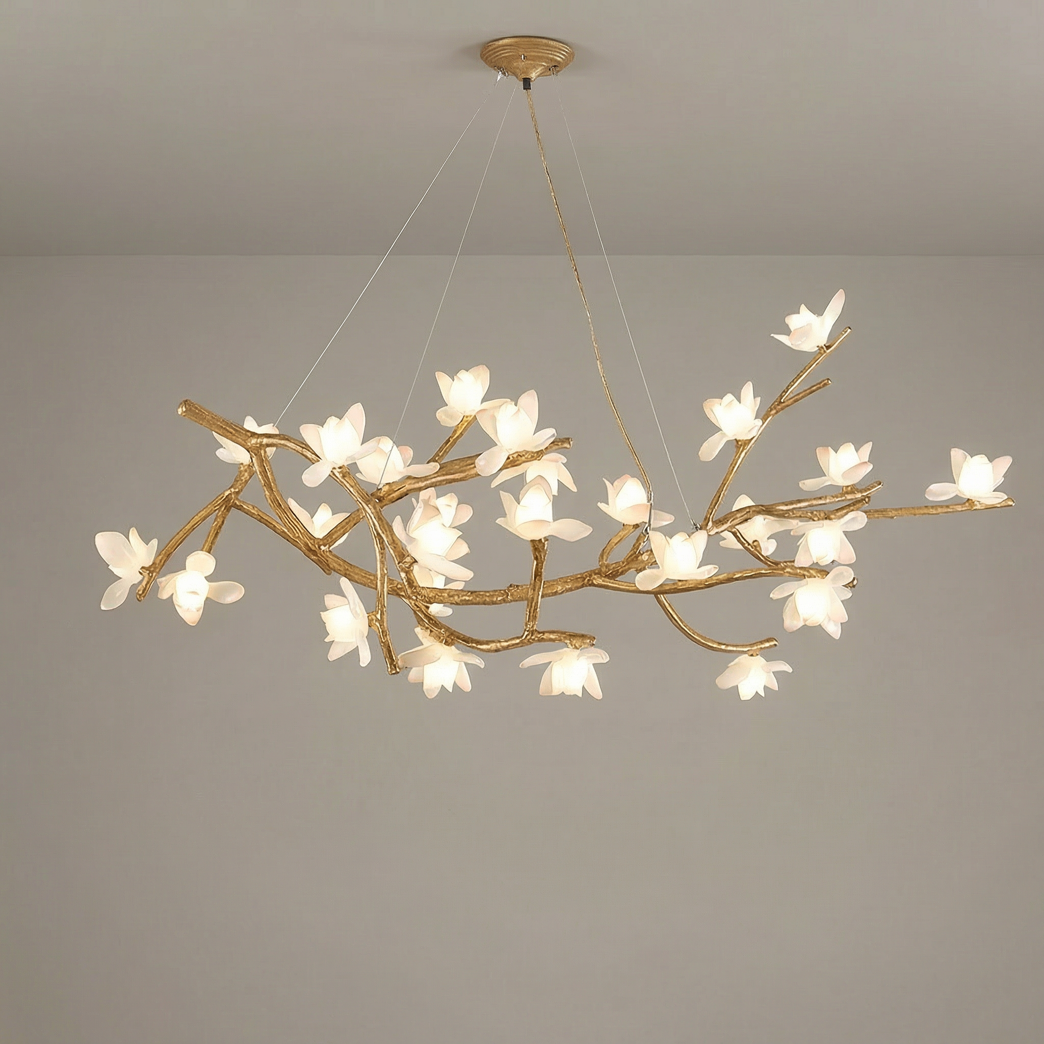 Organic Tree Branch | Modern Chandelier Light with Adjustable LED Bulbs | Unique Bamboo Design for Warm Ambiance