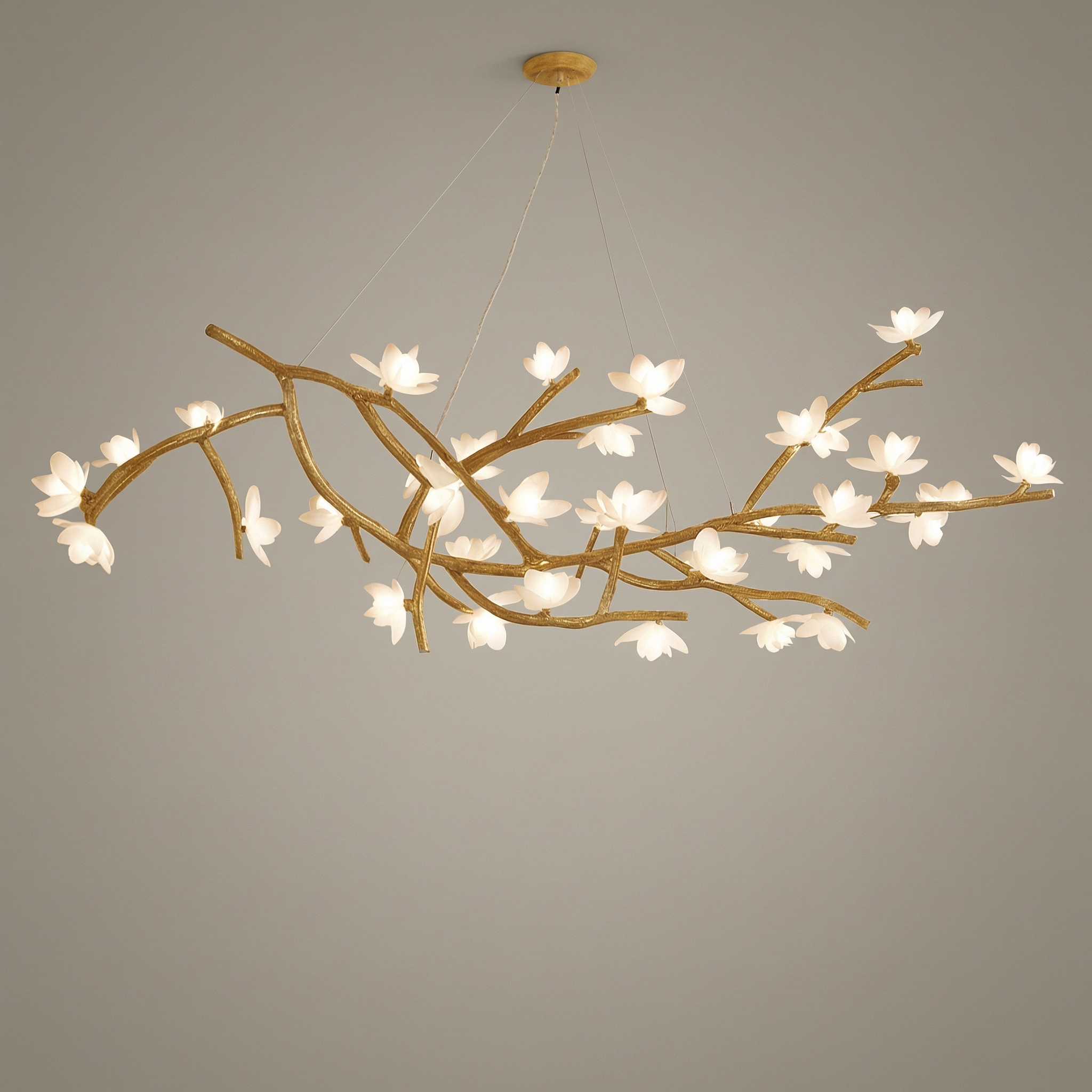 Organic Tree Branch | Modern Chandelier Light with Adjustable LED Bulbs | Unique Bamboo Design for Warm Ambiance