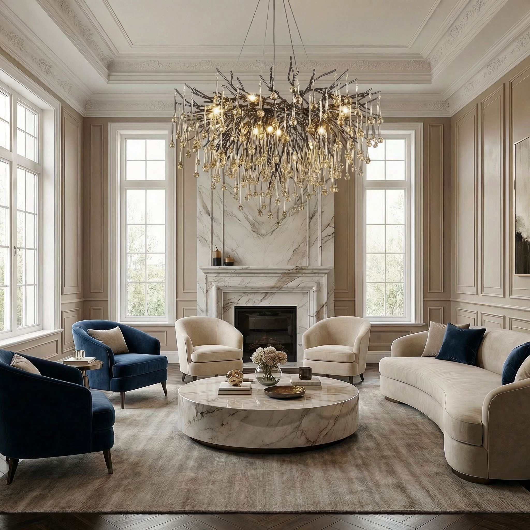 Raindrop Collection | Black Chandelier Light with LED Bulbs | Modern Design for Cozy Dining Room Illumination